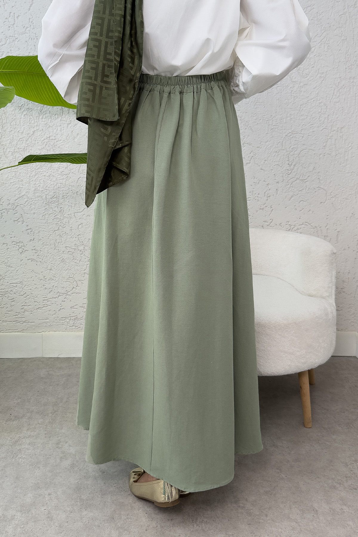 Tek Parça Çapraz Bağlamalı Etek 2356 - HAKİ |  