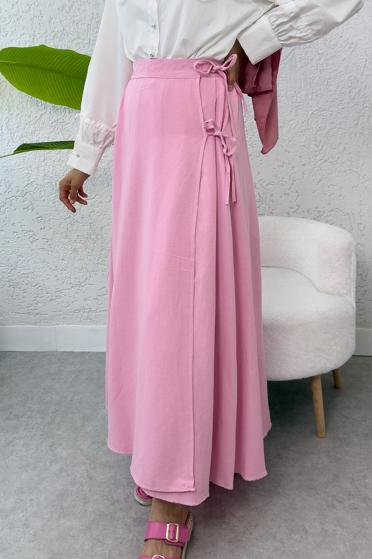 Tek Parça Çapraz Bağlamalı Etek 2356 - PEMBE |  