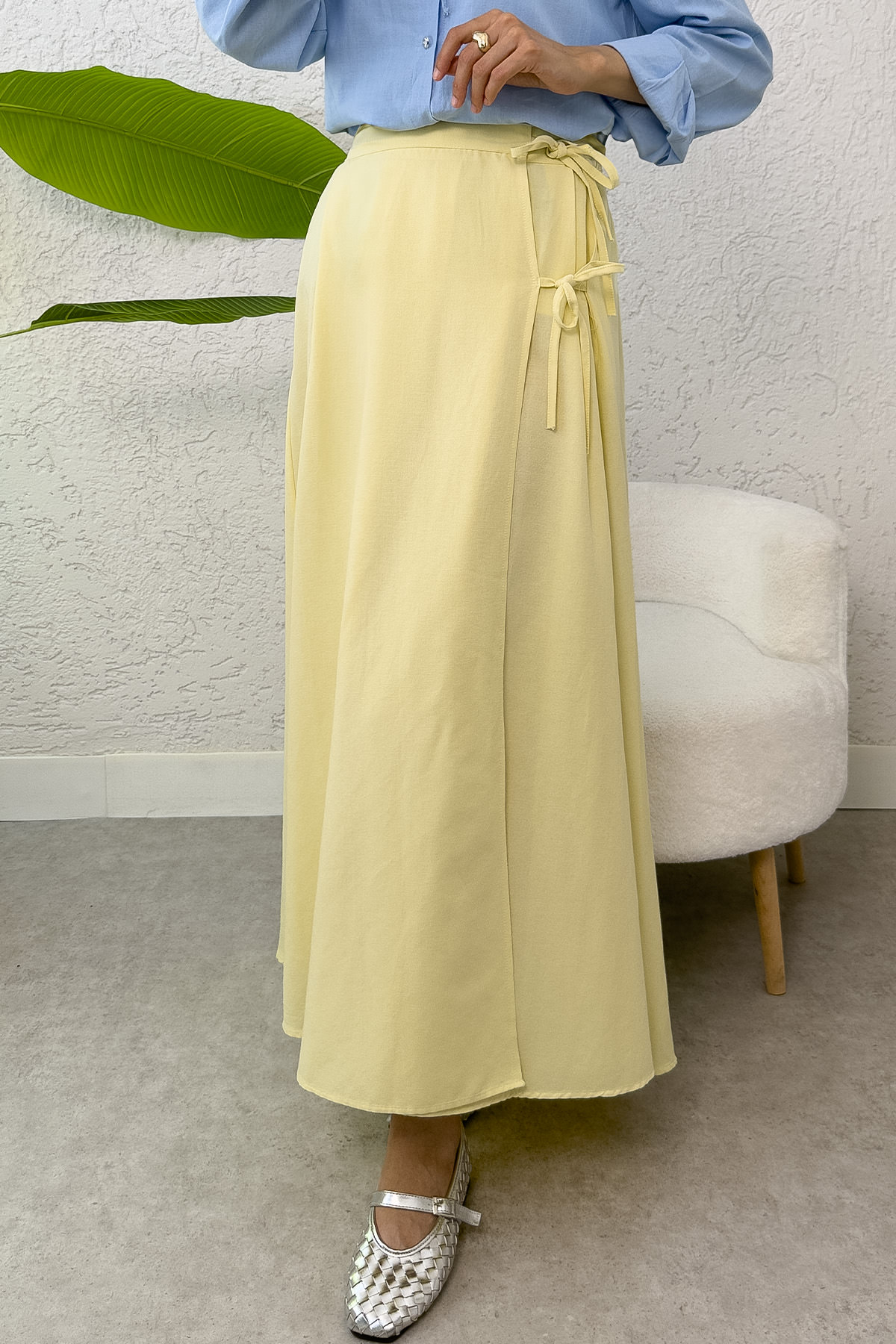 Tek Parça Çapraz Bağlamalı Etek 2356 - SARI |  