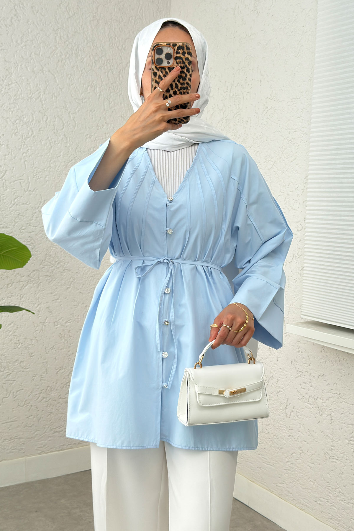 Nervür Detaylı Gömlek 2364 - BEBE MAVİSİ |  