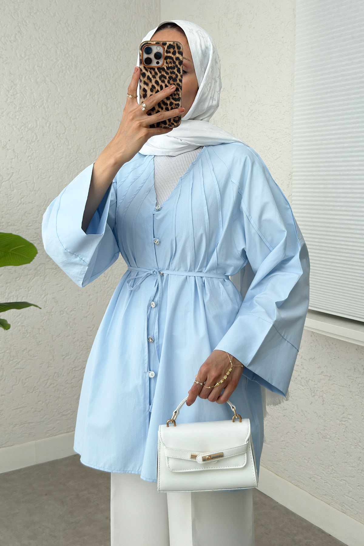 Nervür Detaylı Gömlek 2364 - BEBE MAVİSİ |  