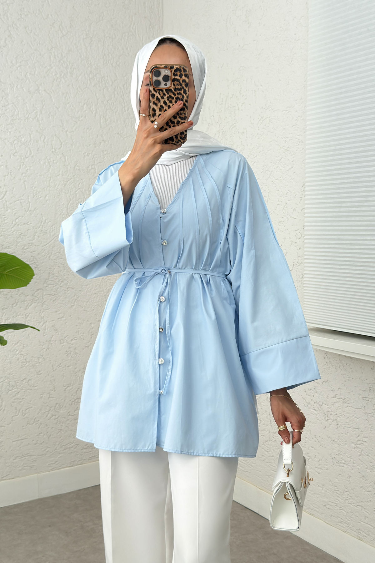 Nervür Detaylı Gömlek 2364 - BEBE MAVİSİ |  