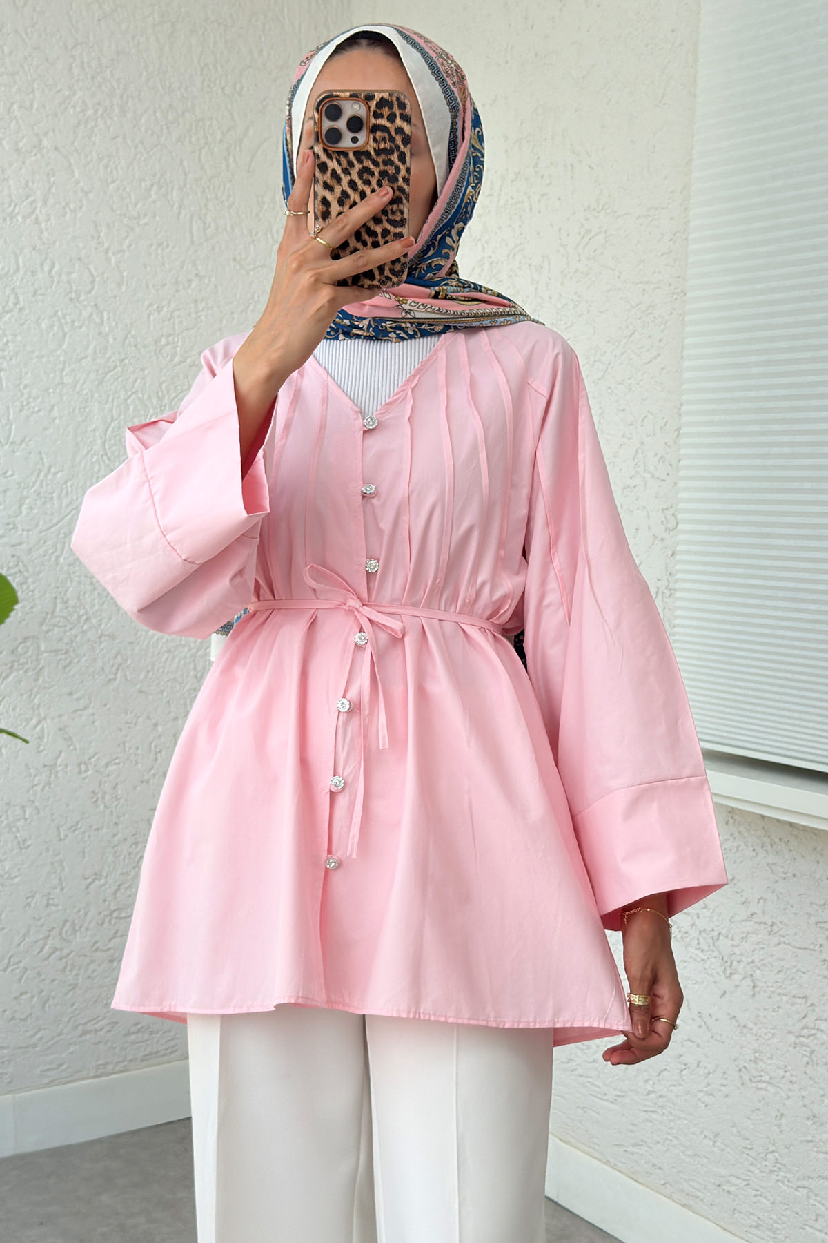 Nervür Detaylı Gömlek 2364 - PEMBE |  