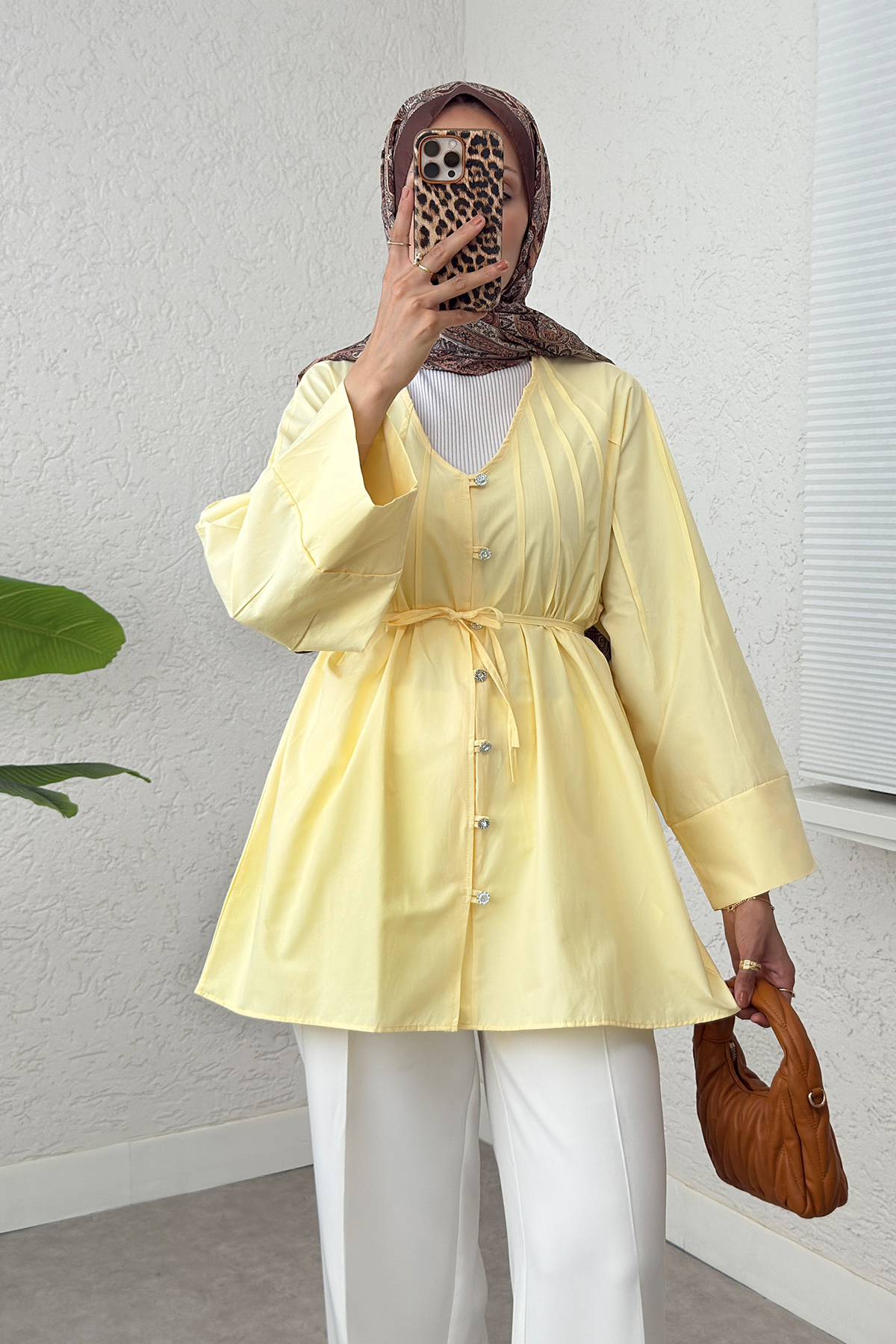 Nervür Detaylı Gömlek 2364 - SARI |  