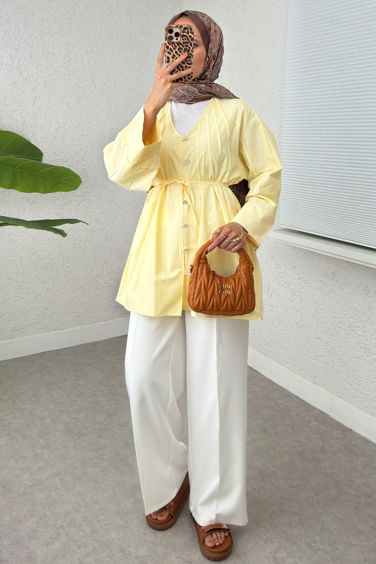 Nervür Detaylı Gömlek 2364 - SARI |  