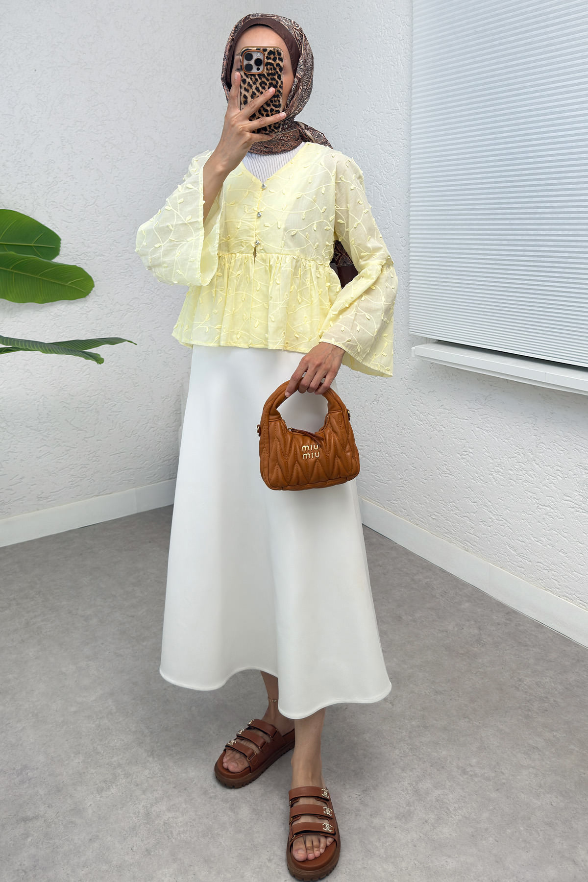 Damla Nakışlı Kimono 2368 - SARI |  