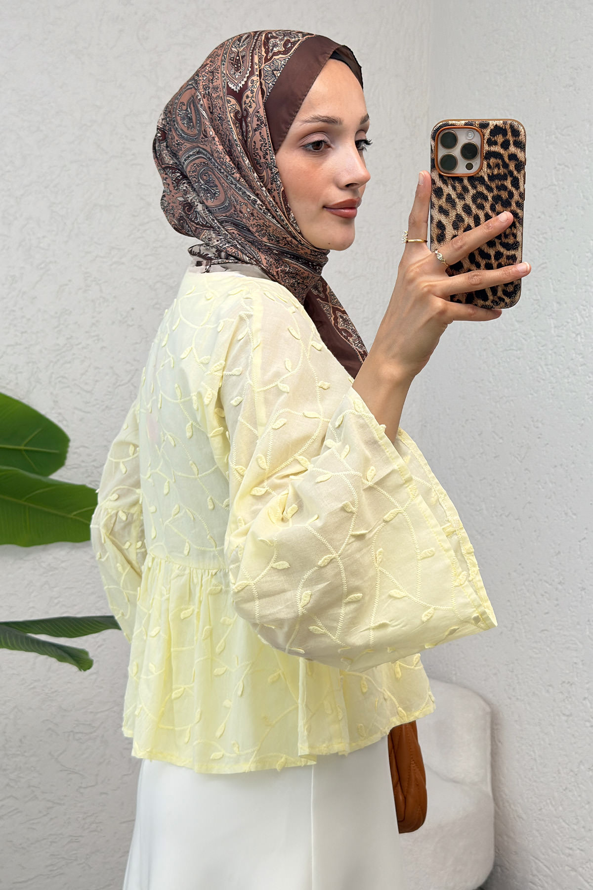 Damla Nakışlı Kimono 2368 - SARI |  