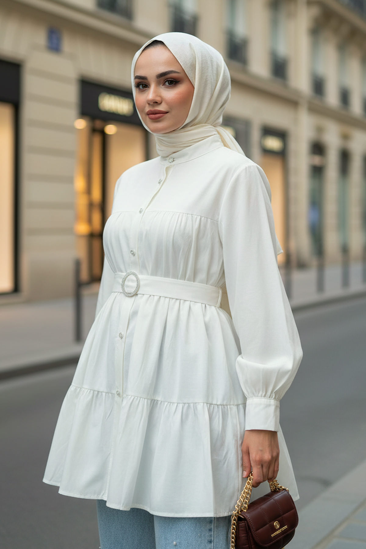 Kat Kat Keten Tunik 2369 - KREM |  