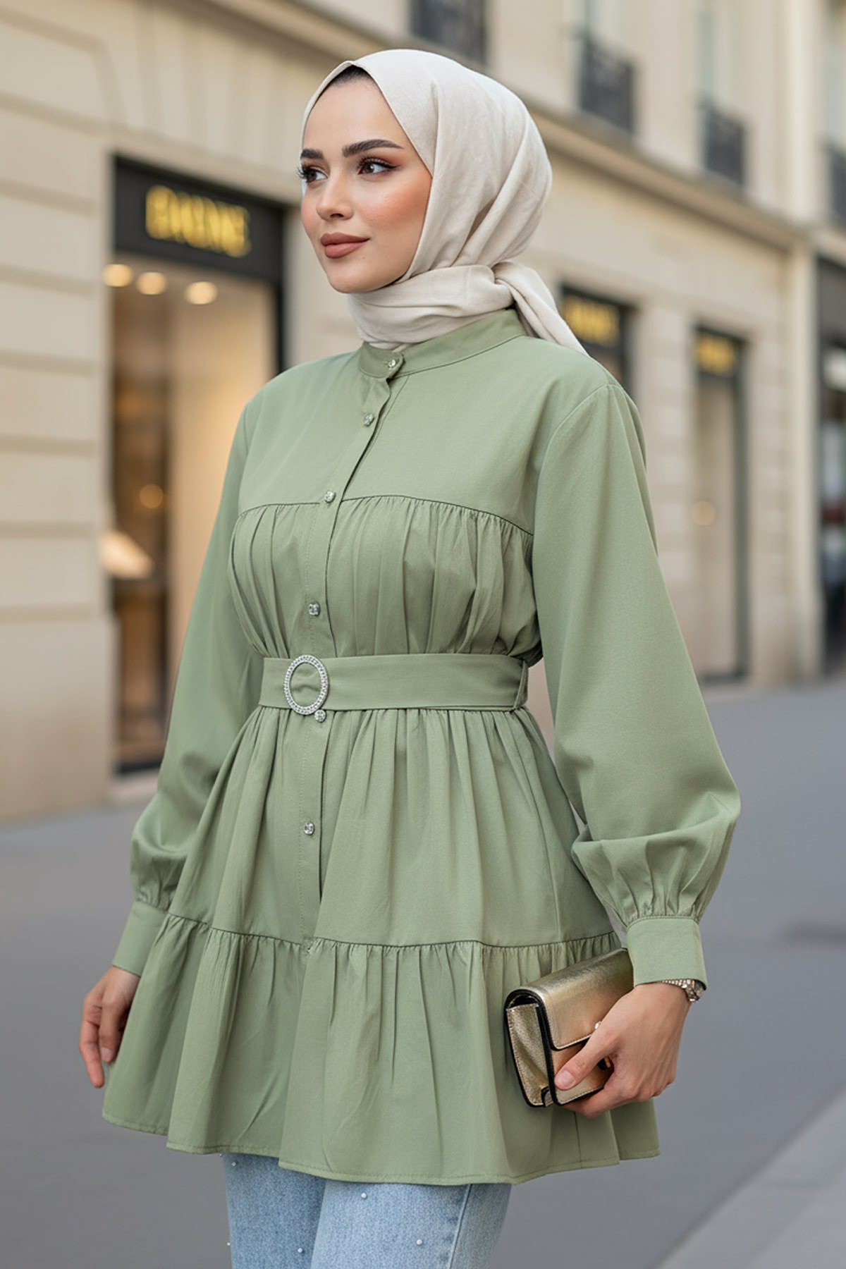 Kat Kat Keten Tunik 2369 - AÇIK HAKİ |  