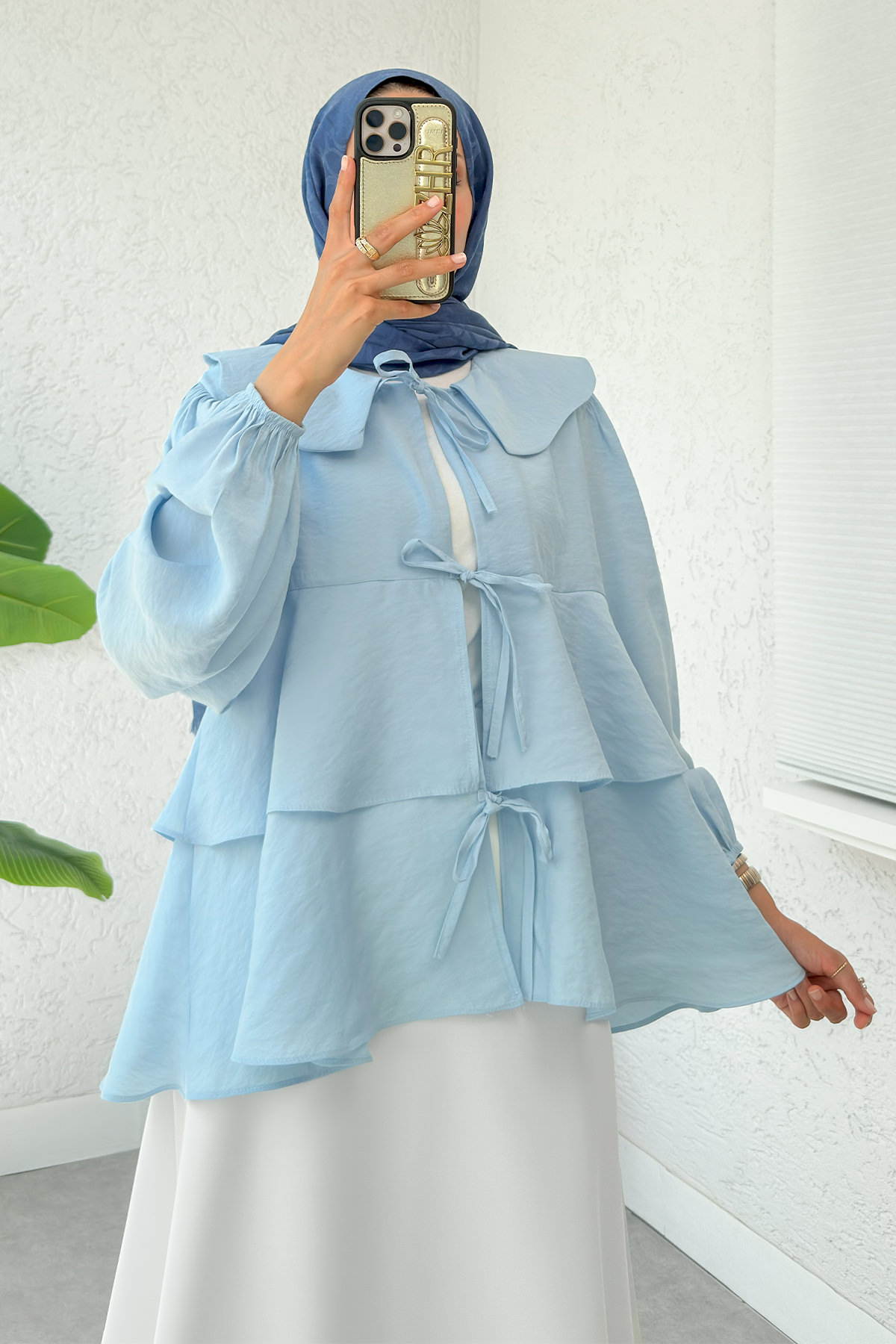 Balon Kol Bebe Yaka Tunik 2370 - BEBE MAVİSİ |  