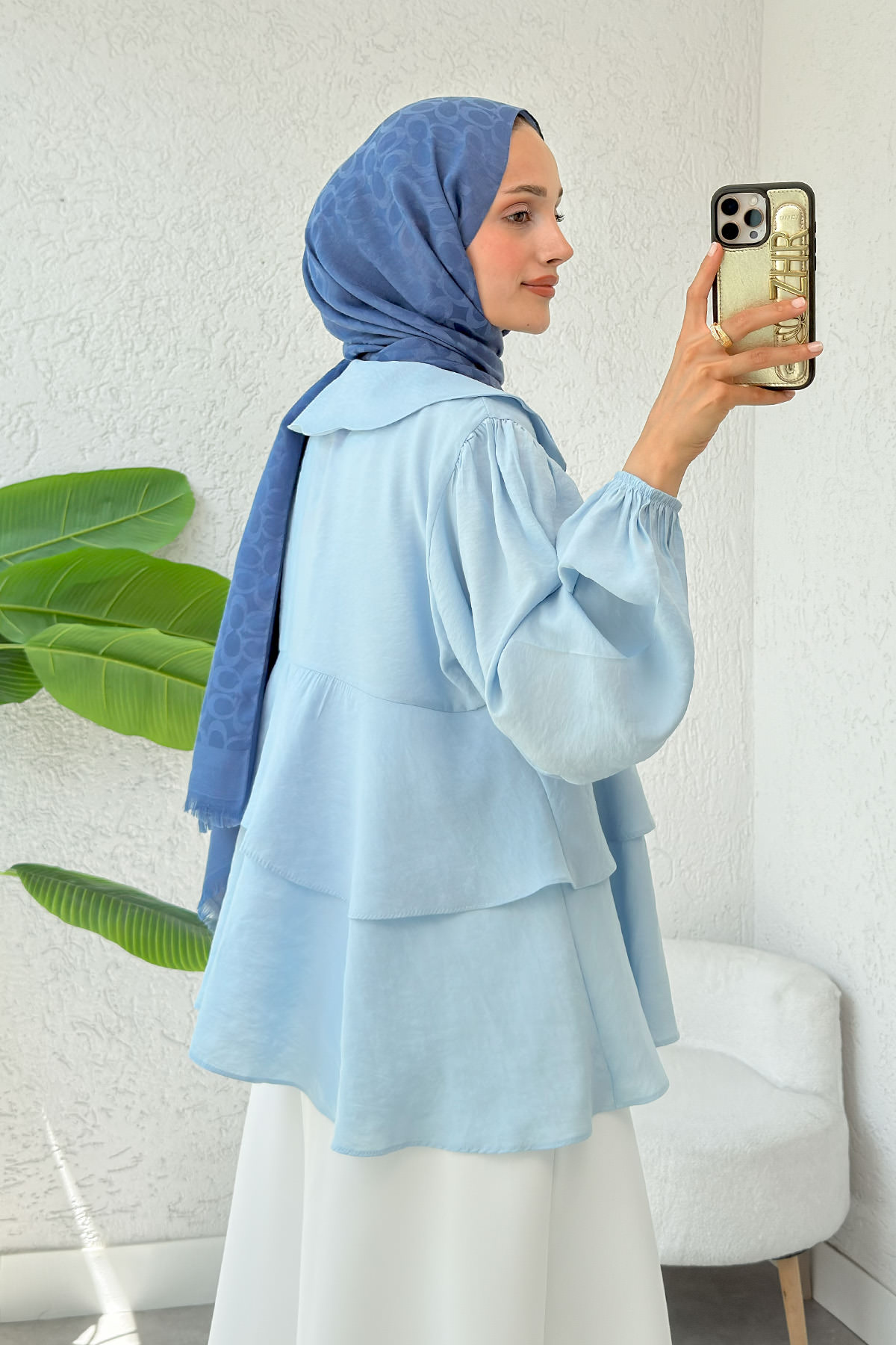 Balon Kol Bebe Yaka Tunik 2370 - BEBE MAVİSİ |  