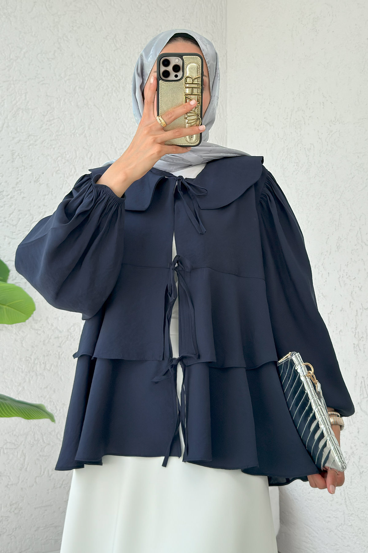 Balon Kol Bebe Yaka Tunik 2370 - LACİVERT |  