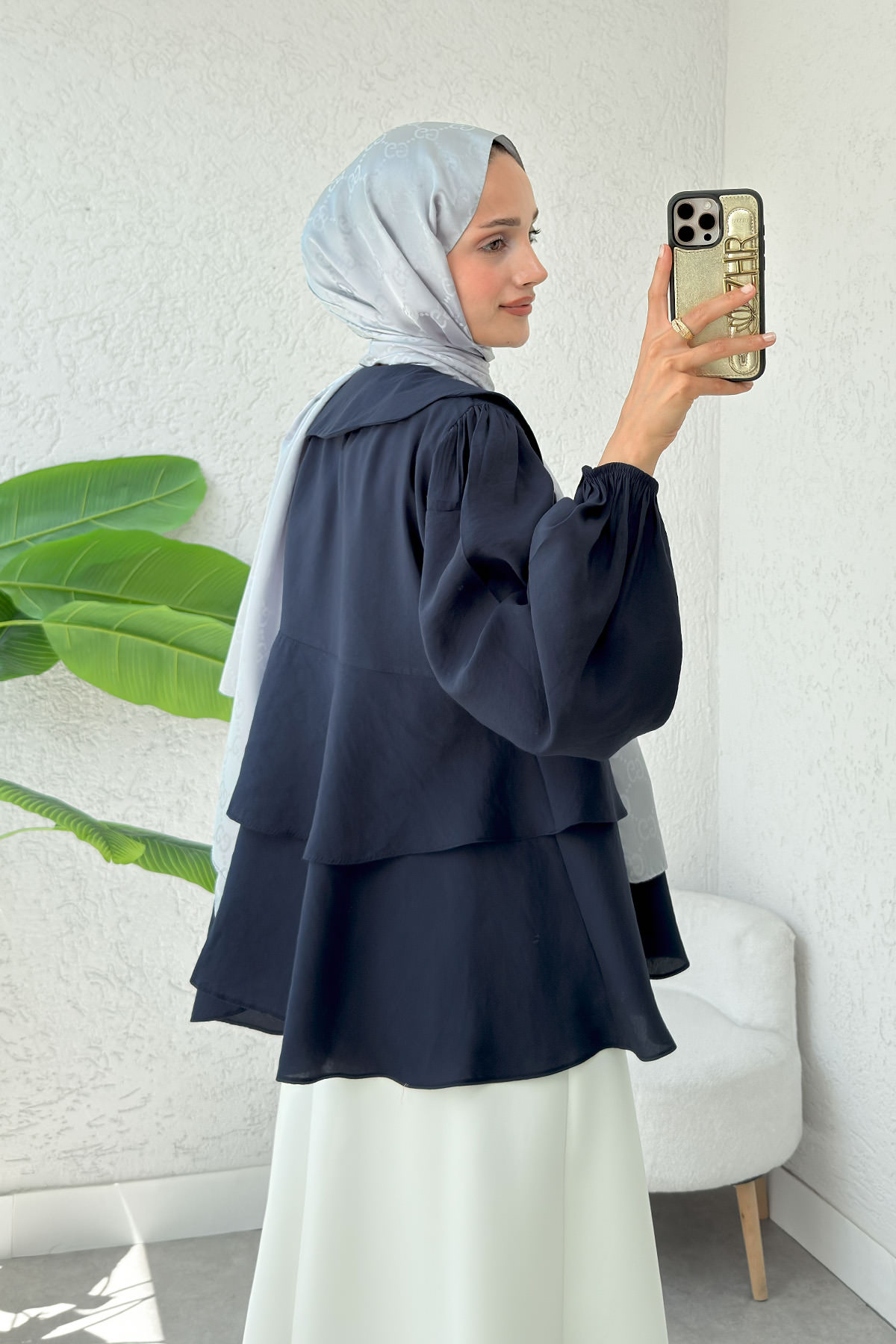 Balon Kol Bebe Yaka Tunik 2370 - LACİVERT |  