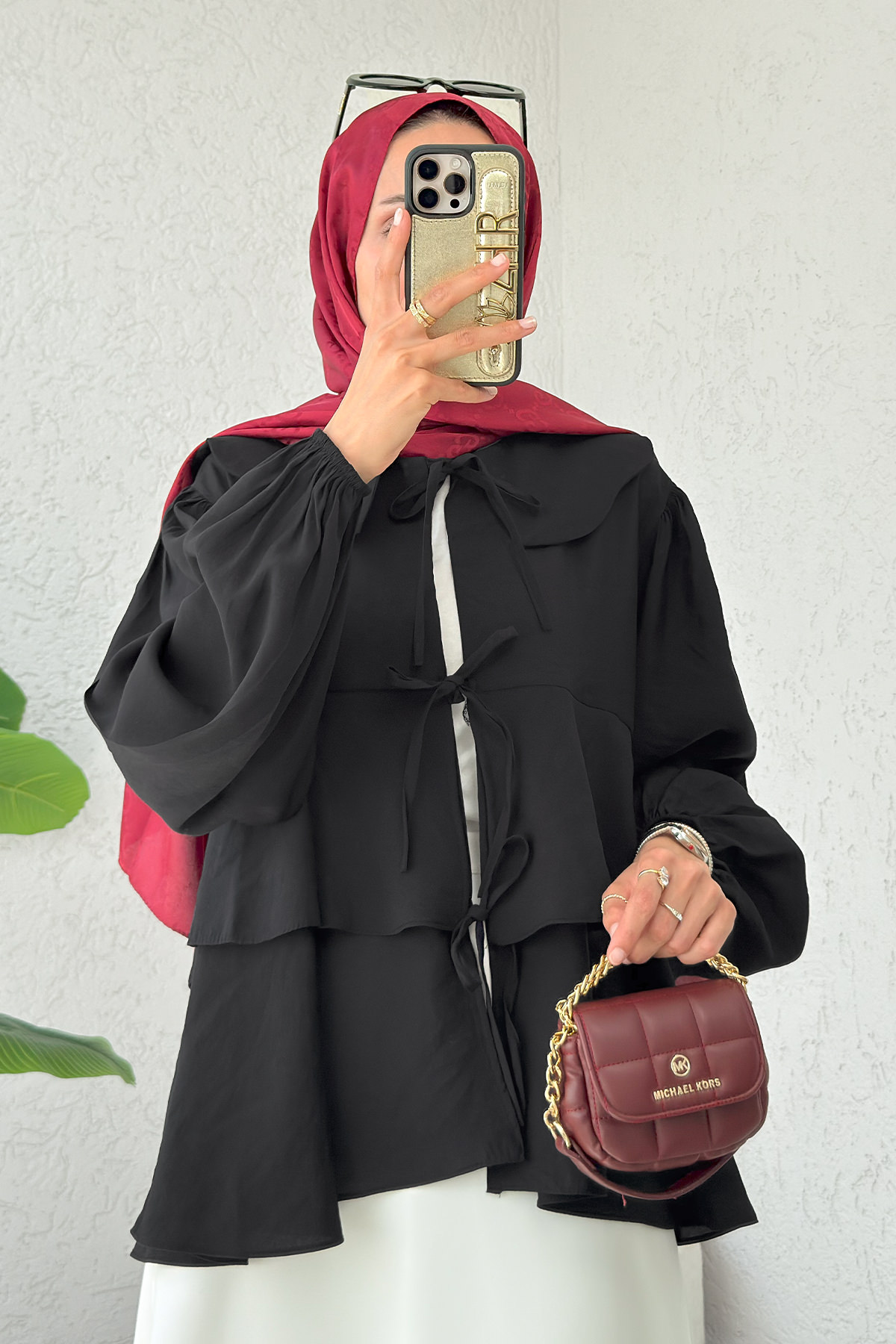 Balon Kol Bebe Yaka Tunik 2370 - SİYAH |  