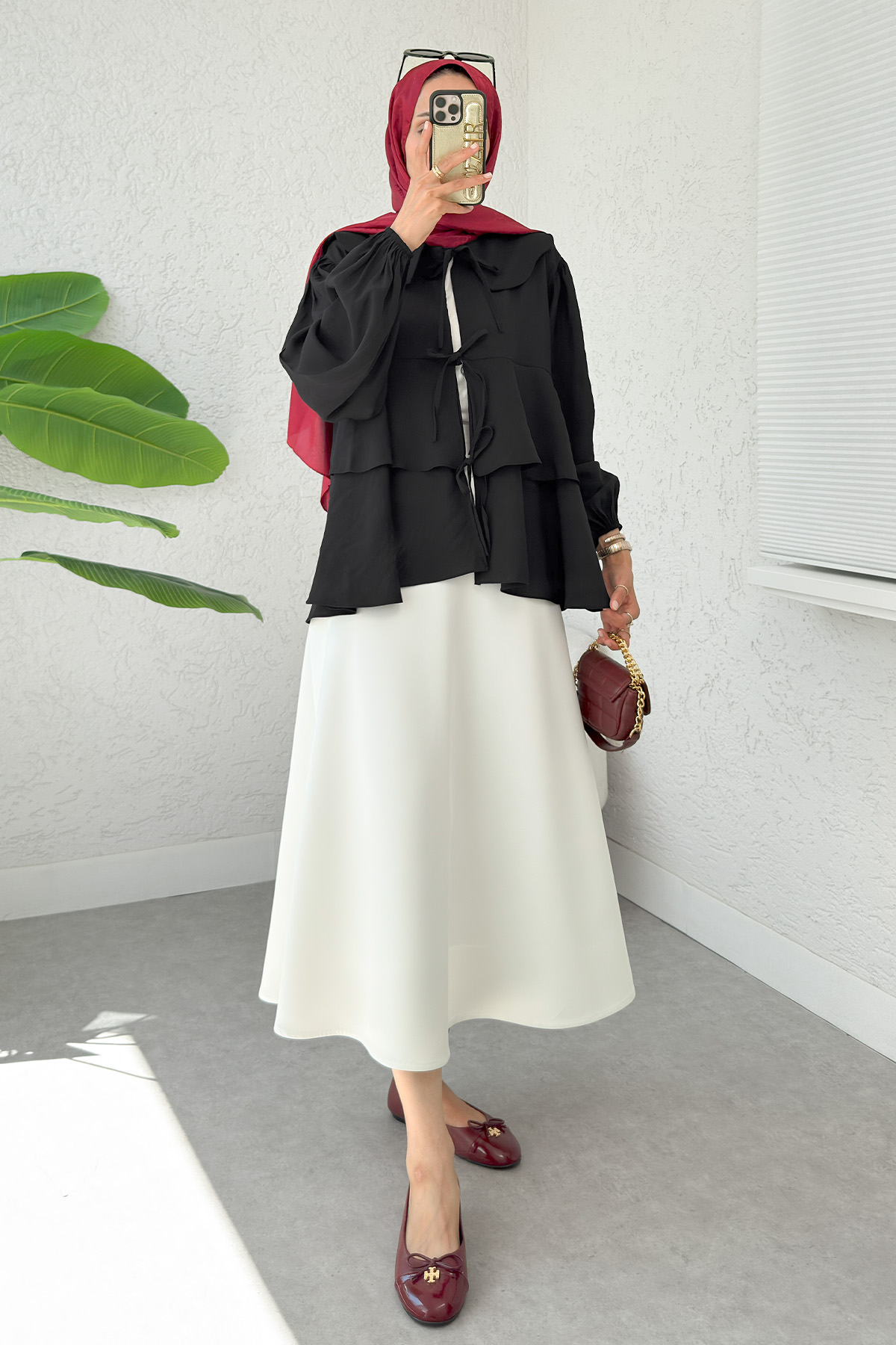 Balon Kol Bebe Yaka Tunik 2370 - SİYAH |  