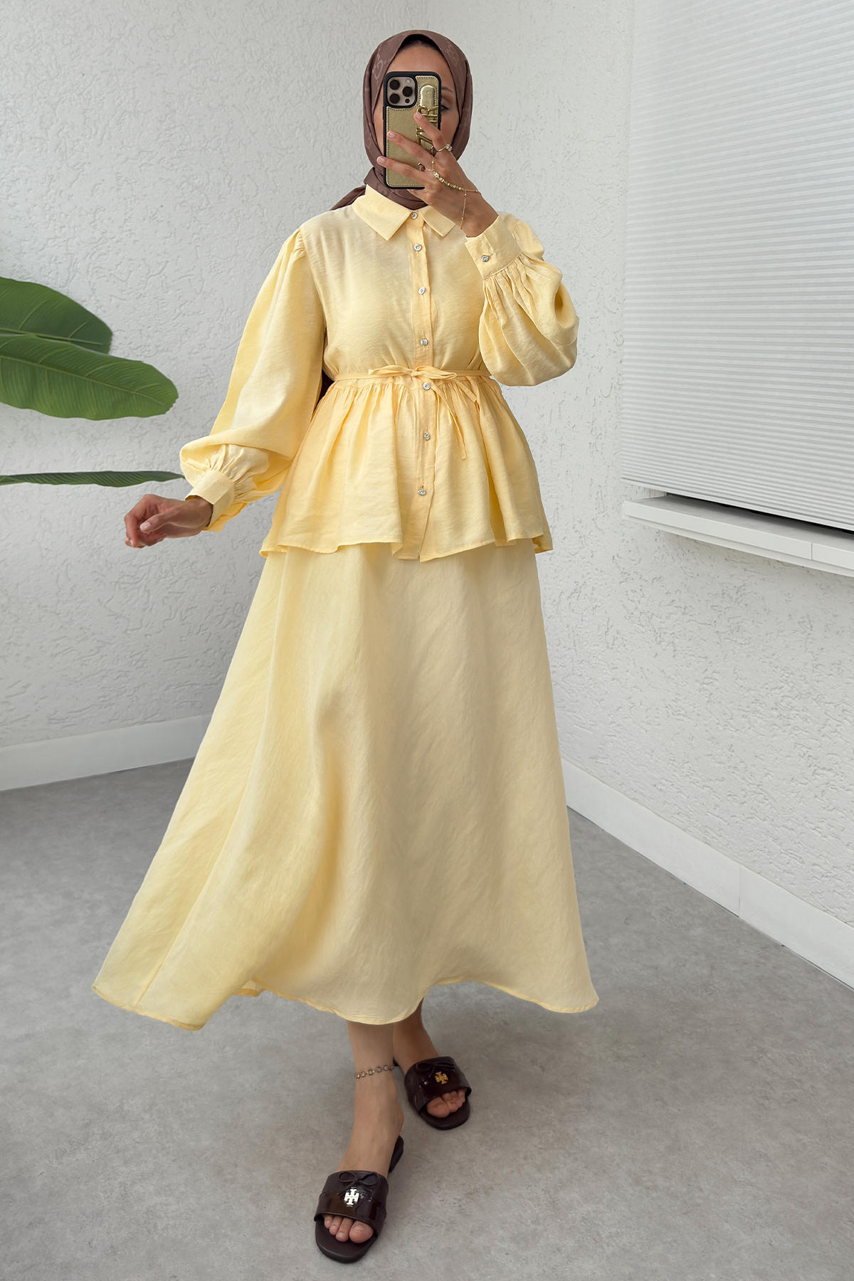 Modal Etekli Takım 2371 - SARI |  