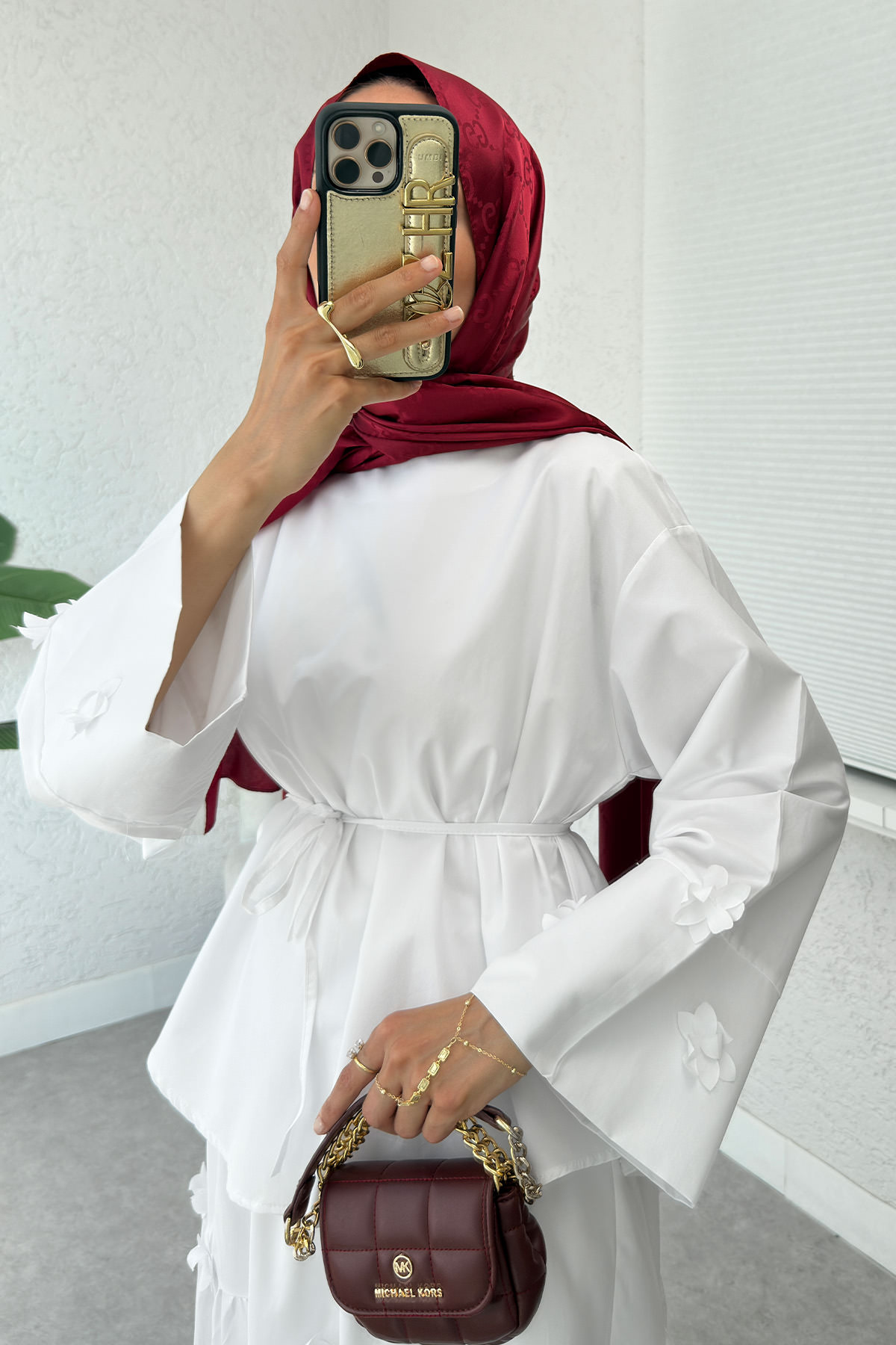 Çiçek Detaylı Etekli Takım 2372 - BEYAZ |  