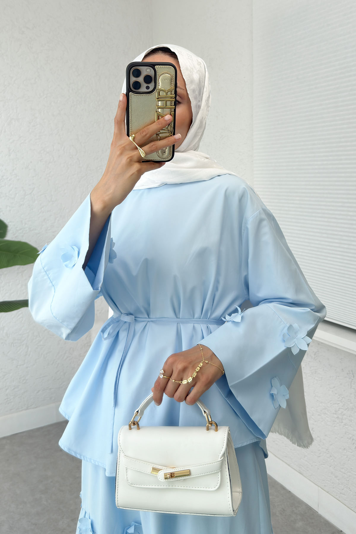 Çiçek Detaylı Etekli Takım 2372 - BEBE MAVİSİ |  