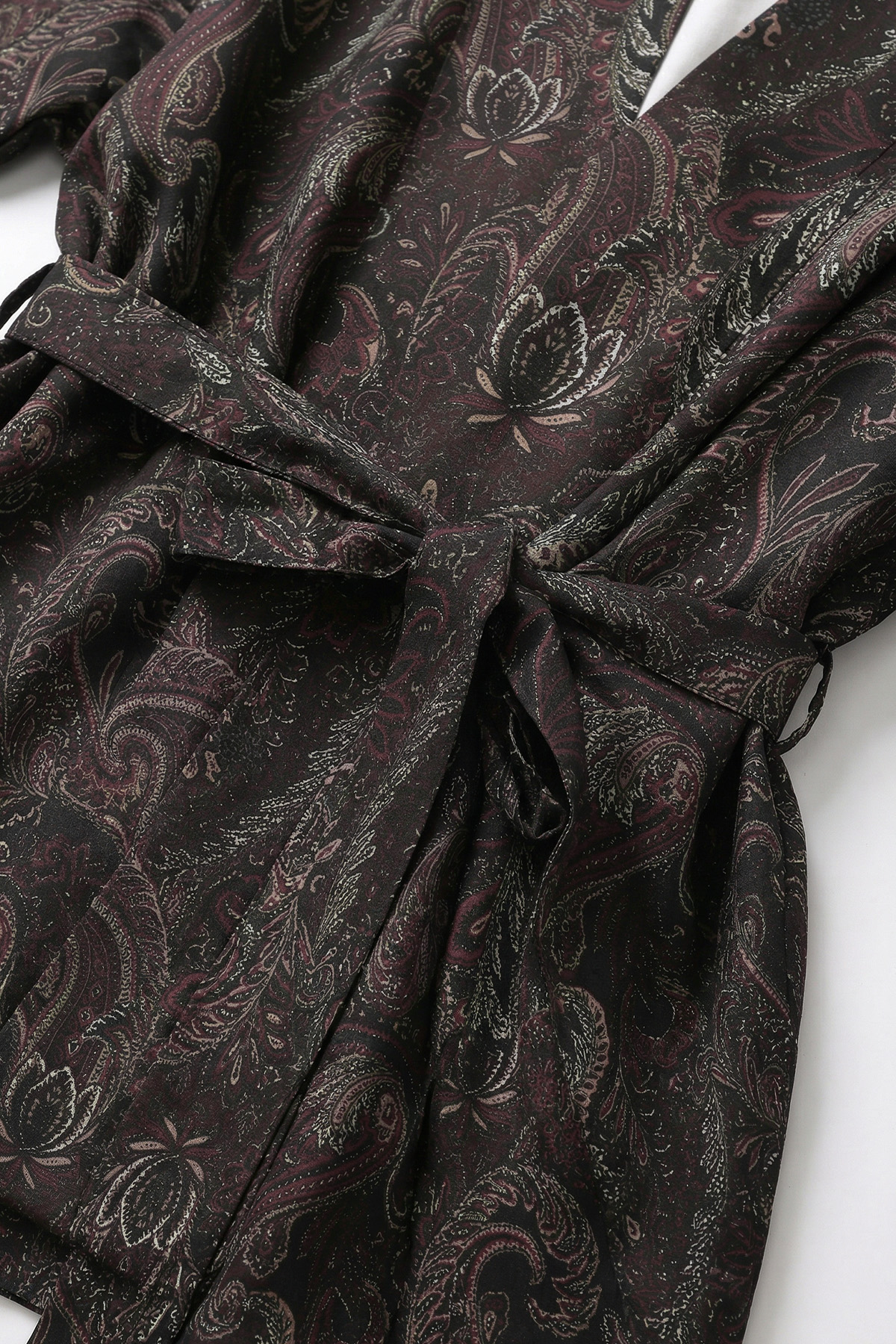 Şal Desen Kuşaklı Kimono 2375 - ACI KAHVE |  