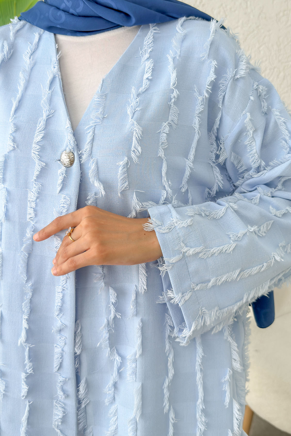 Kare Püsküllü Kimono 2376 - BEBE MAVİSİ |  