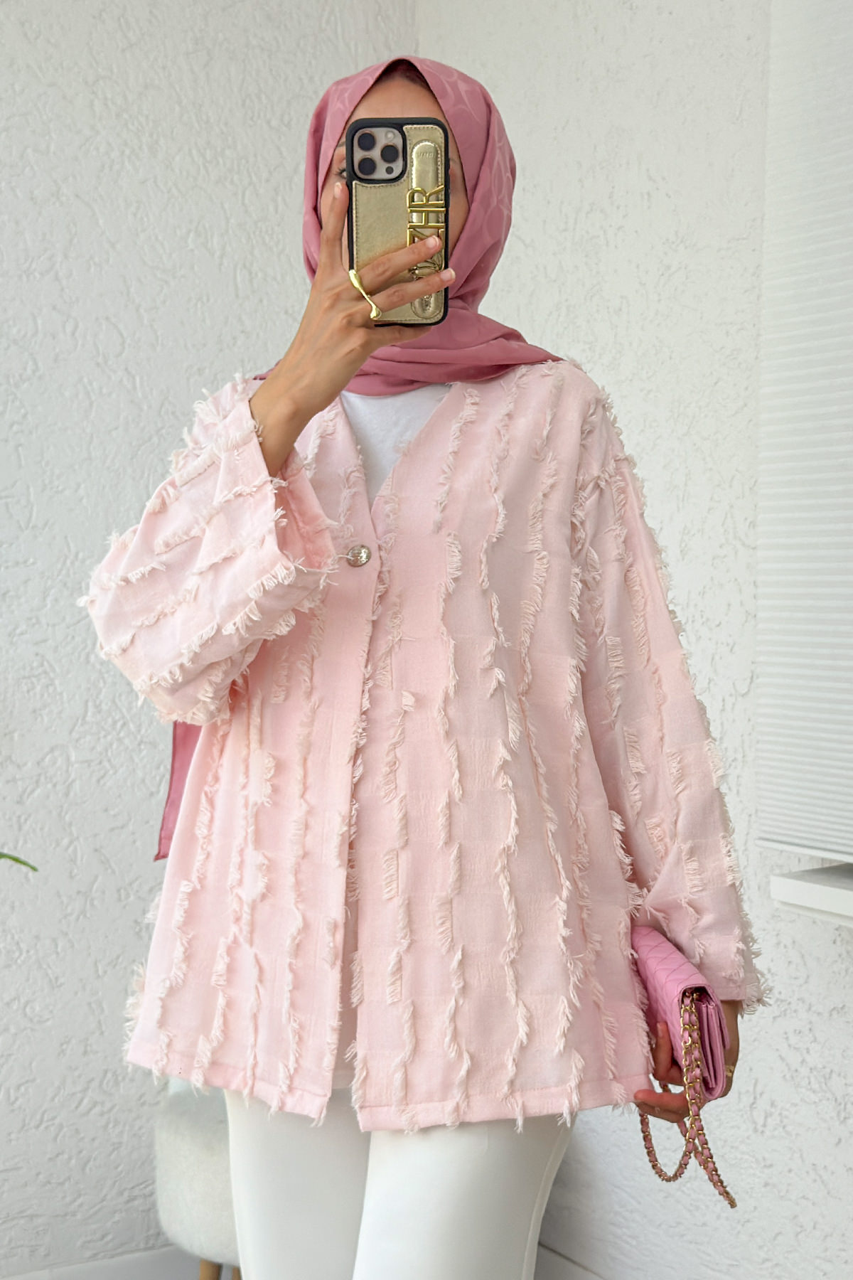 Kare Püsküllü Kimono 2376 - PUDRA |  