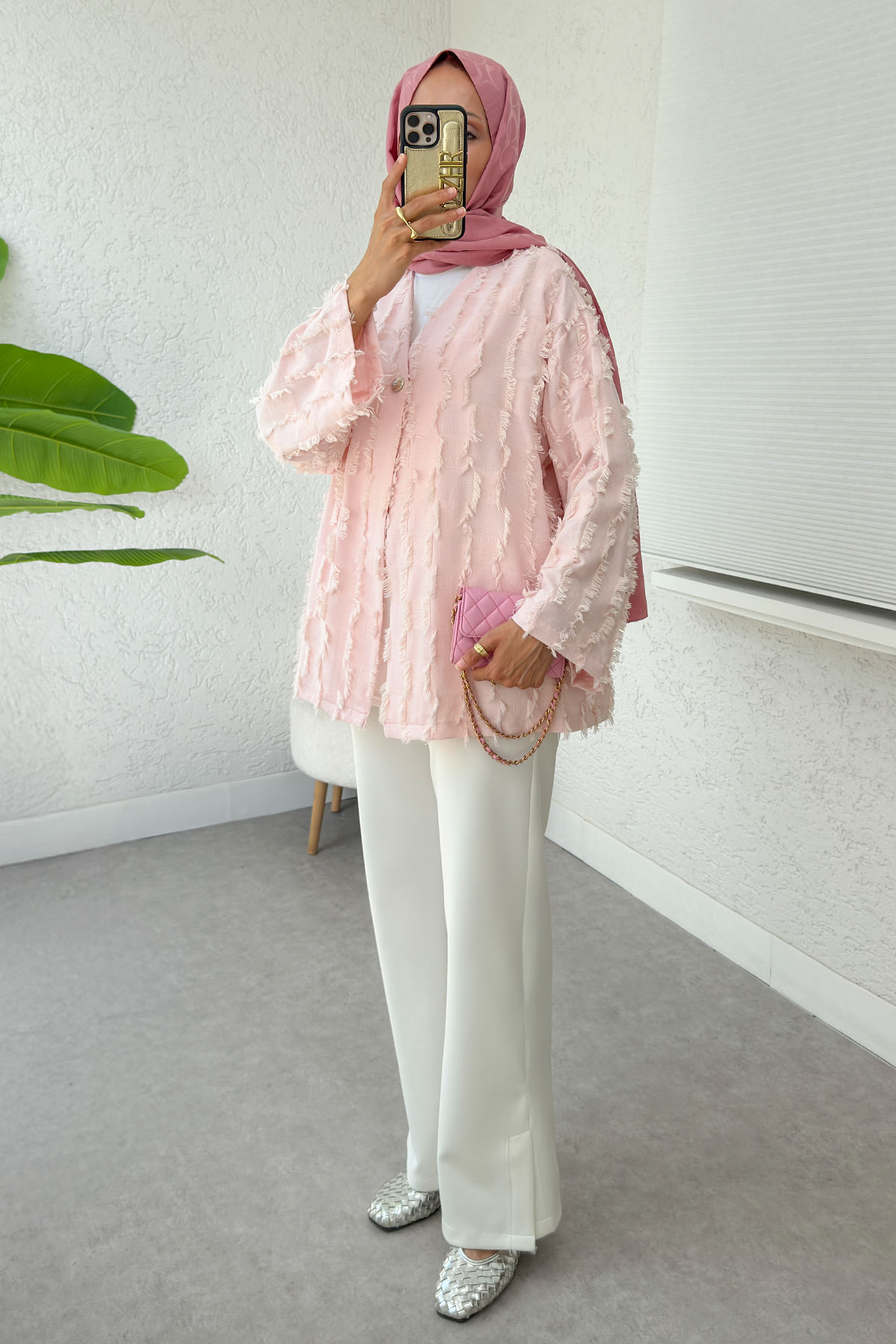 Kare Püsküllü Kimono 2376 - PUDRA |  