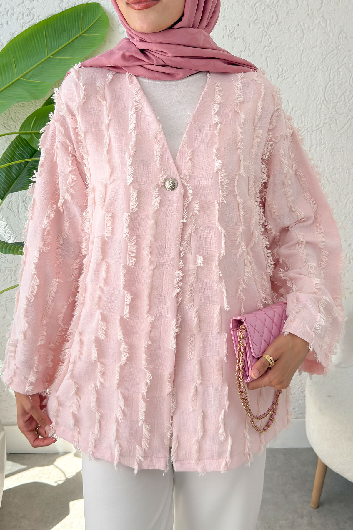 Kare Püsküllü Kimono 2376 - PUDRA |  