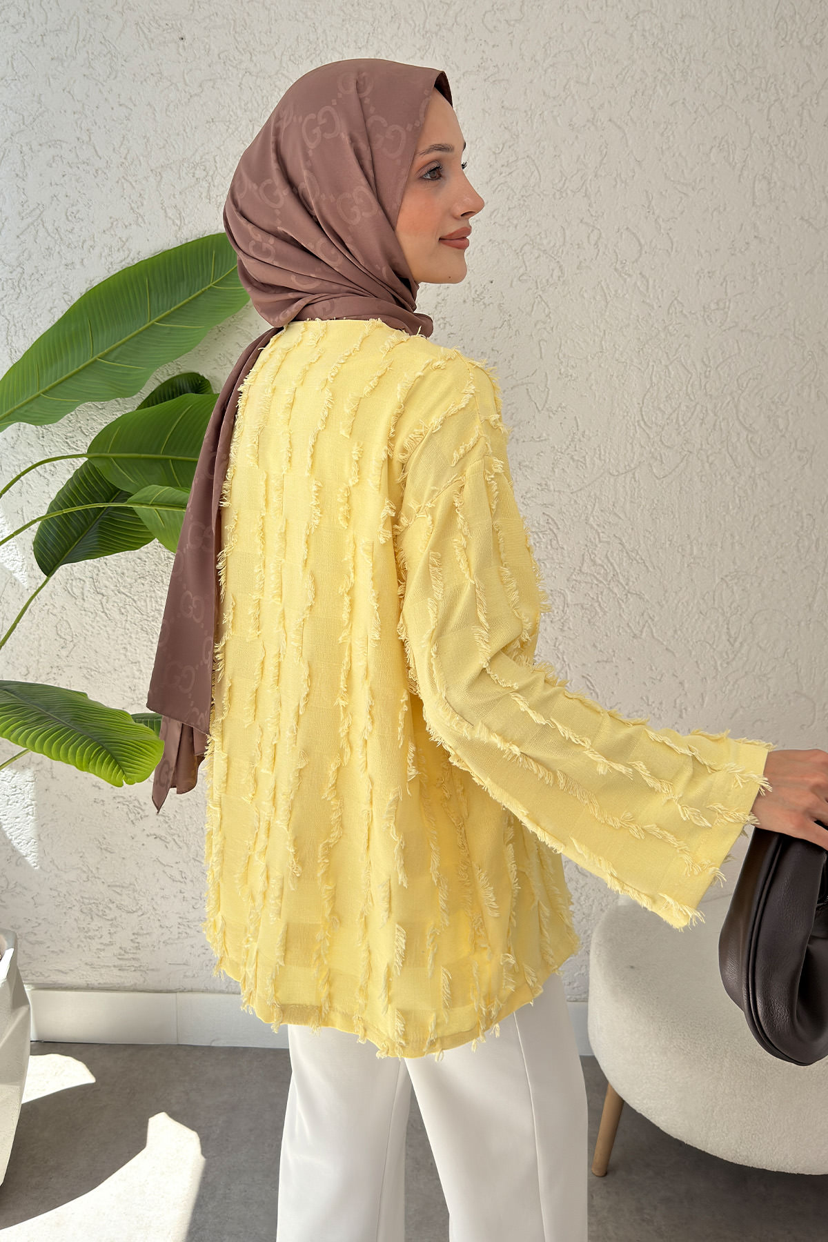 Kare Püsküllü Kimono 2376 - SARI |  