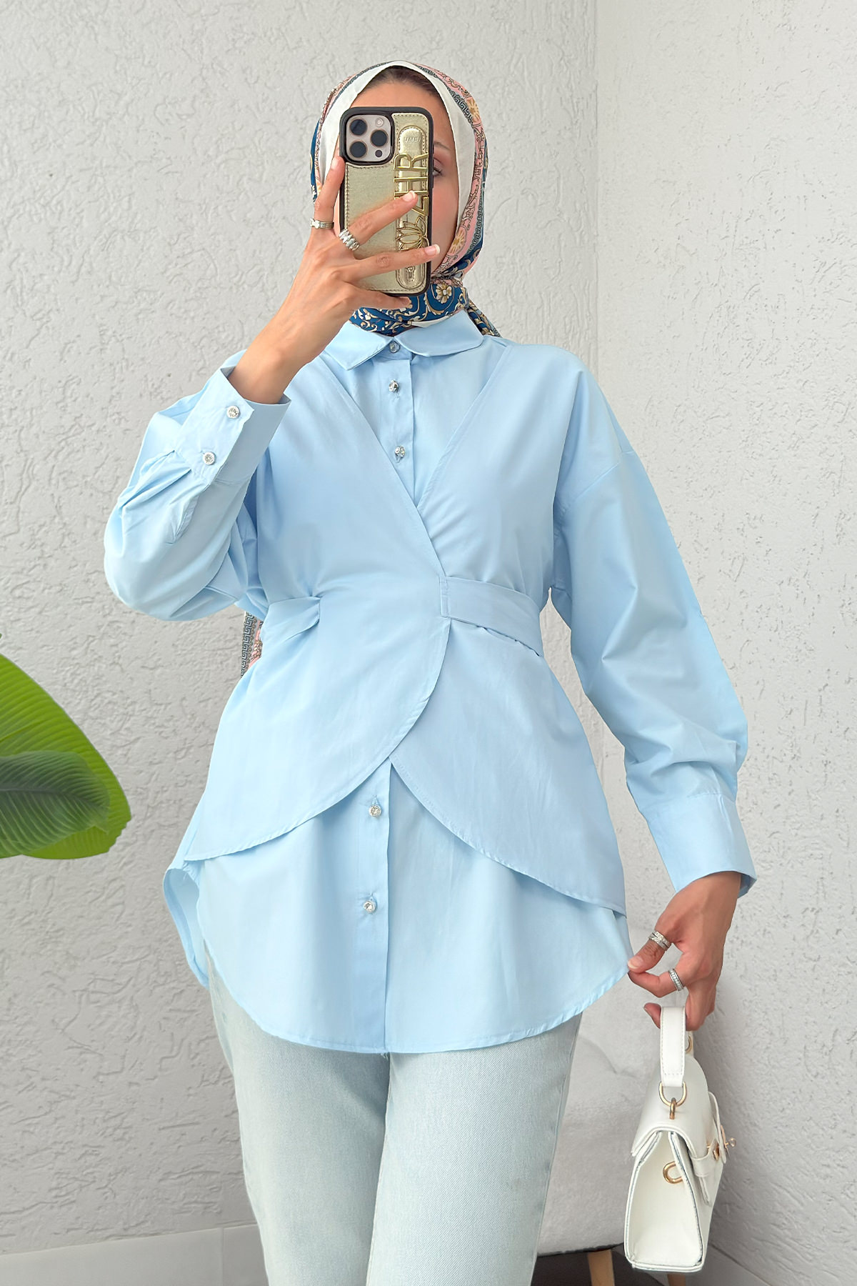 Çapraz Geçişli Tunik 2379 - BEBE MAVİSİ |  