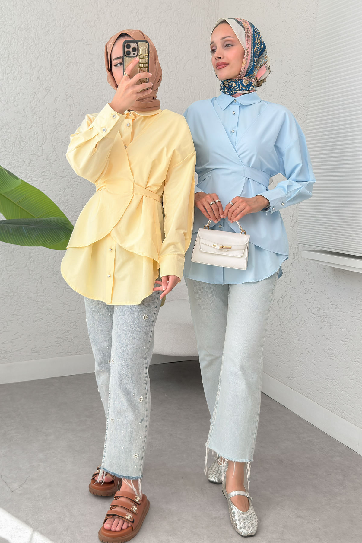 Çapraz Geçişli Tunik 2379 - BEBE MAVİSİ |  