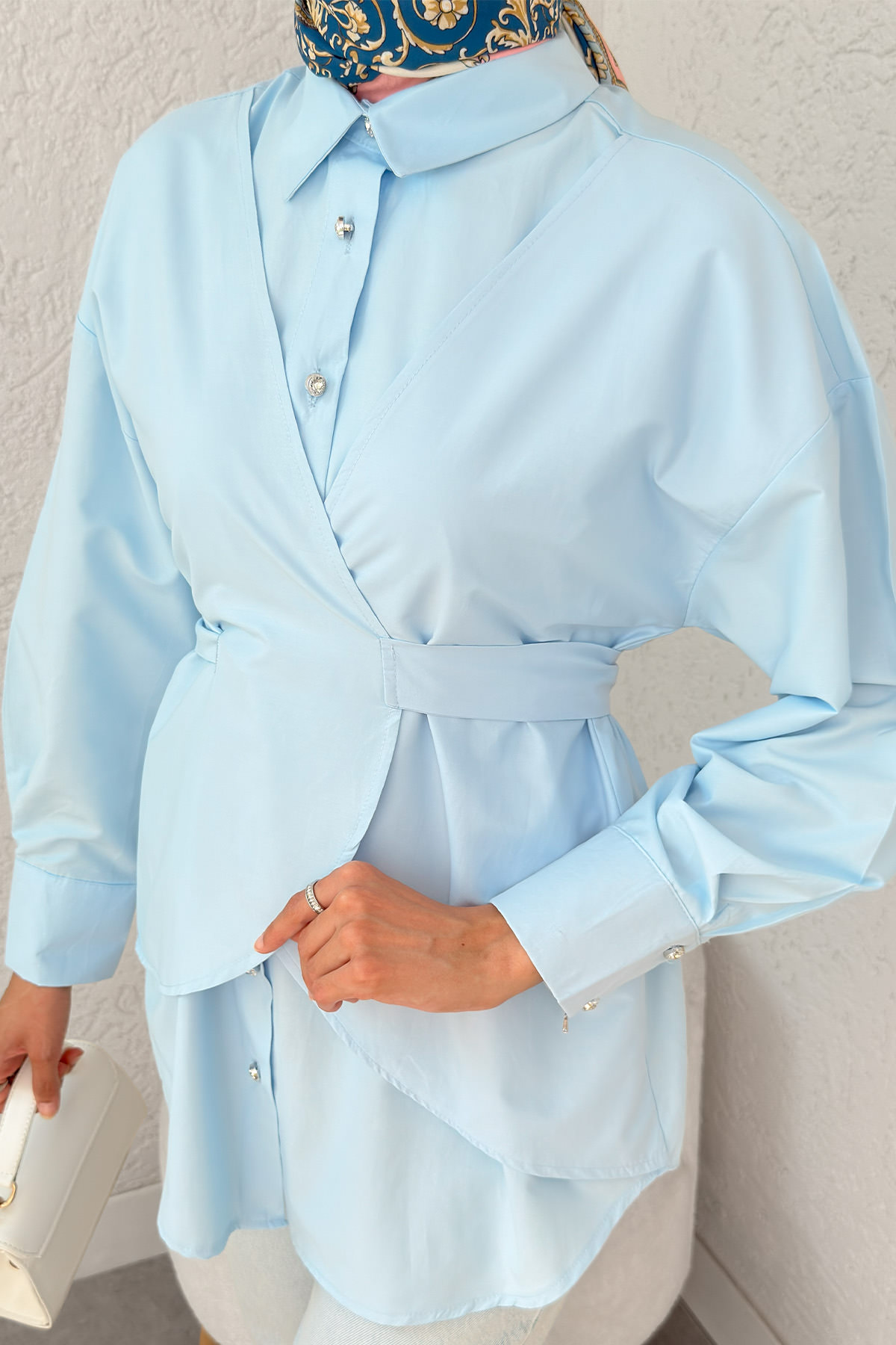 Çapraz Geçişli Tunik 2379 - BEBE MAVİSİ |  