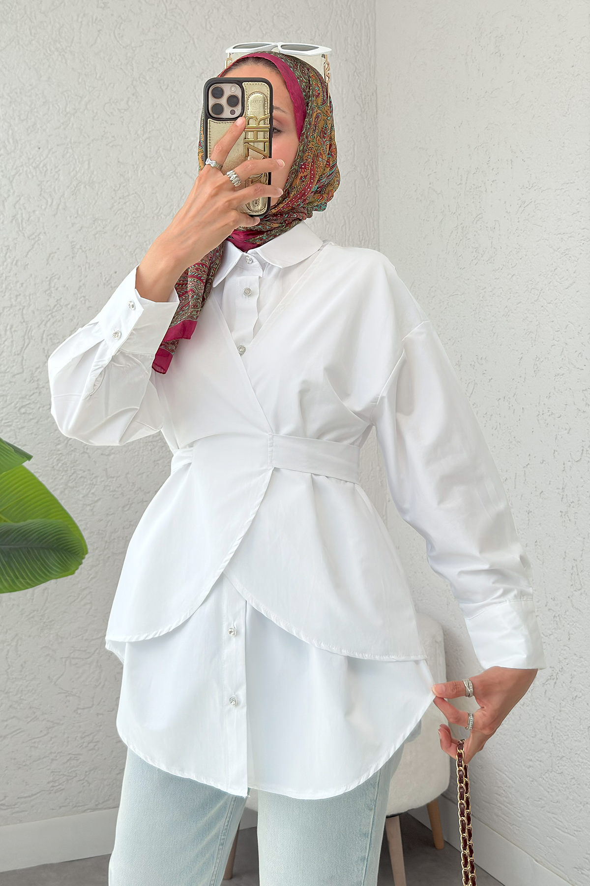 Çapraz Geçişli Tunik 2379 - BEYAZ |  