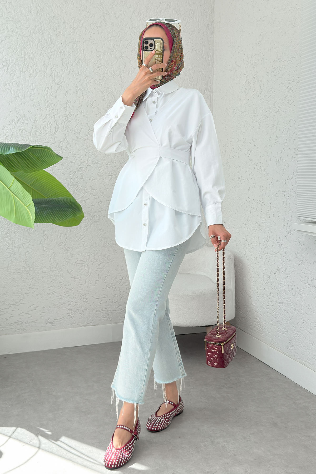 Çapraz Geçişli Tunik 2379 - BEYAZ |  