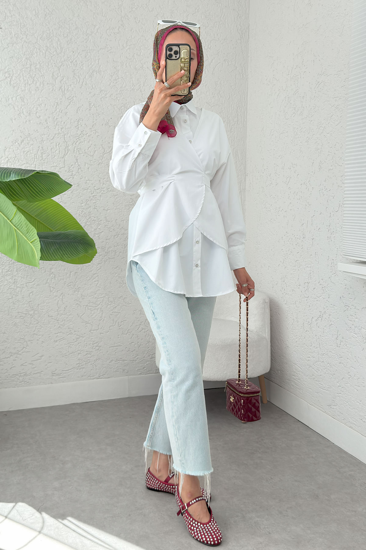 Çapraz Geçişli Tunik 2379 - BEYAZ |  