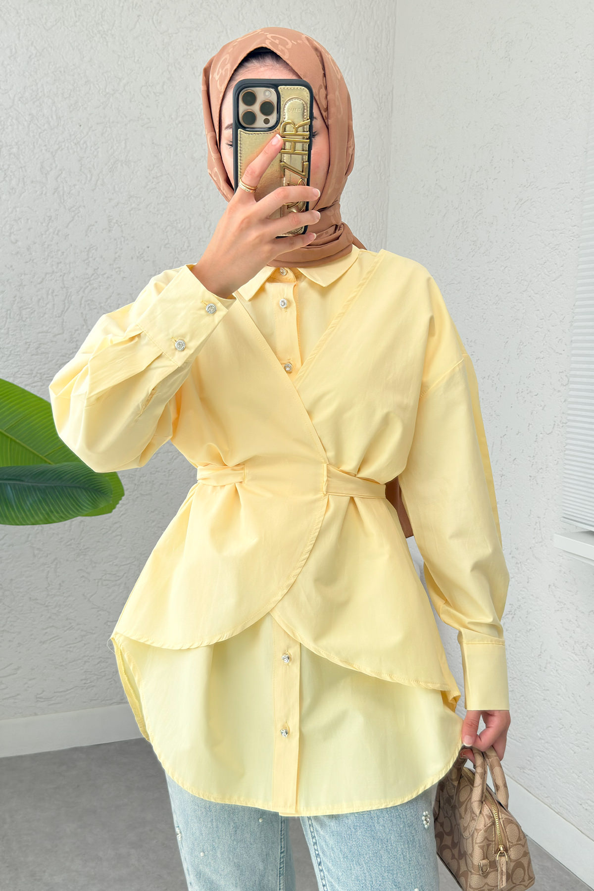 Çapraz Geçişli Tunik 2379 - SARI |  