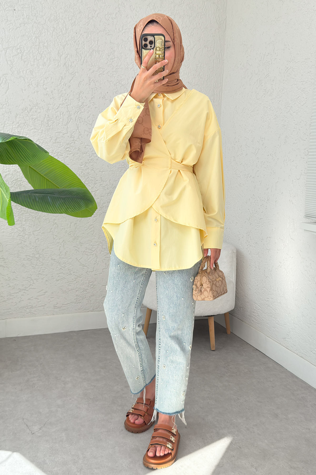 Çapraz Geçişli Tunik 2379 - SARI |  