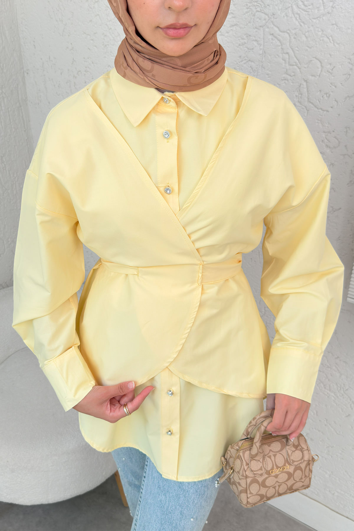 Çapraz Geçişli Tunik 2379 - SARI |  