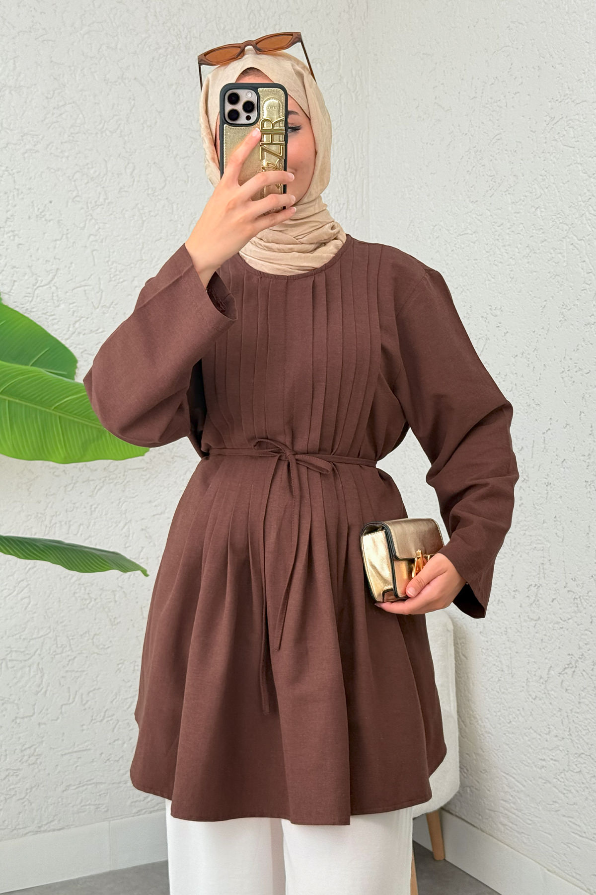 Nervür Detaylı Tunik 2380 - KAHVERENGİ |  