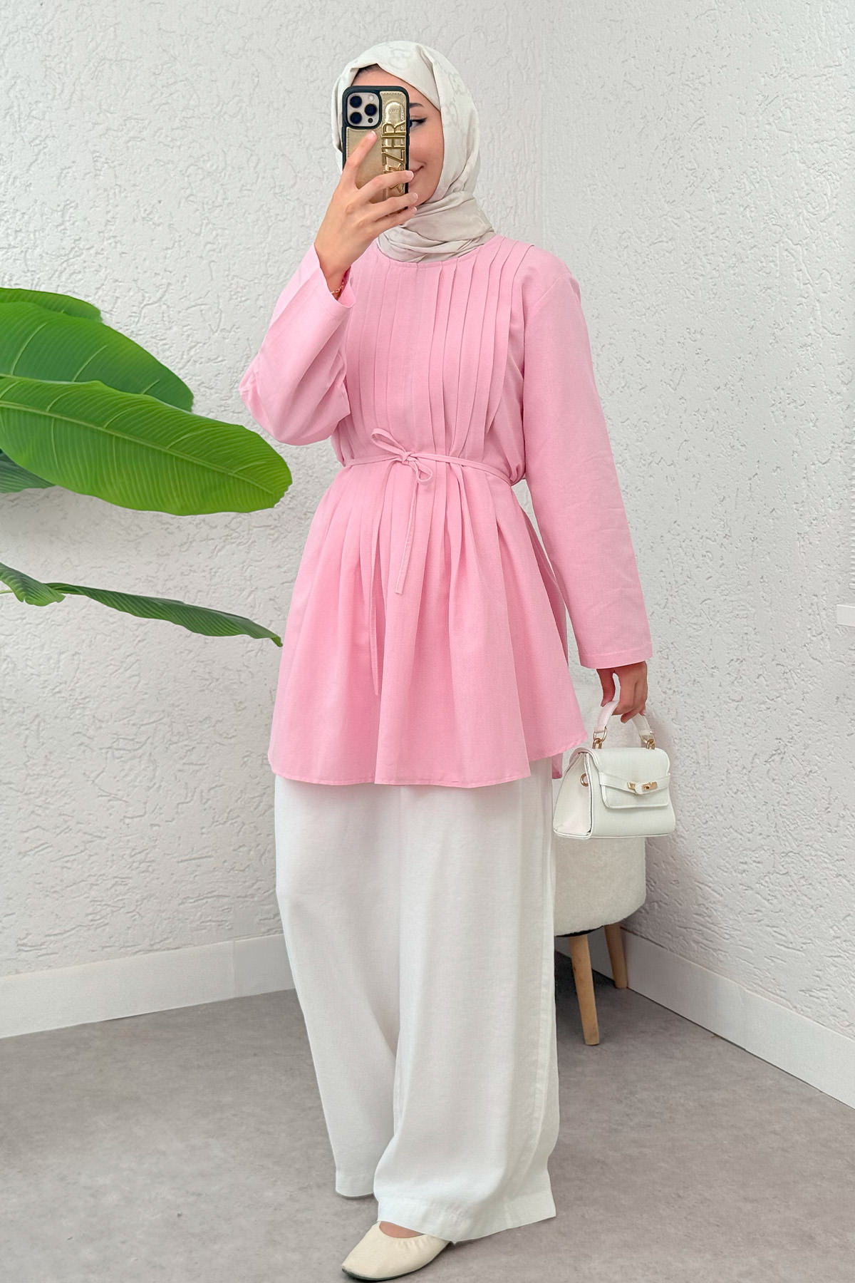 Nervür Detaylı Tunik 2380 - PEMBE |  