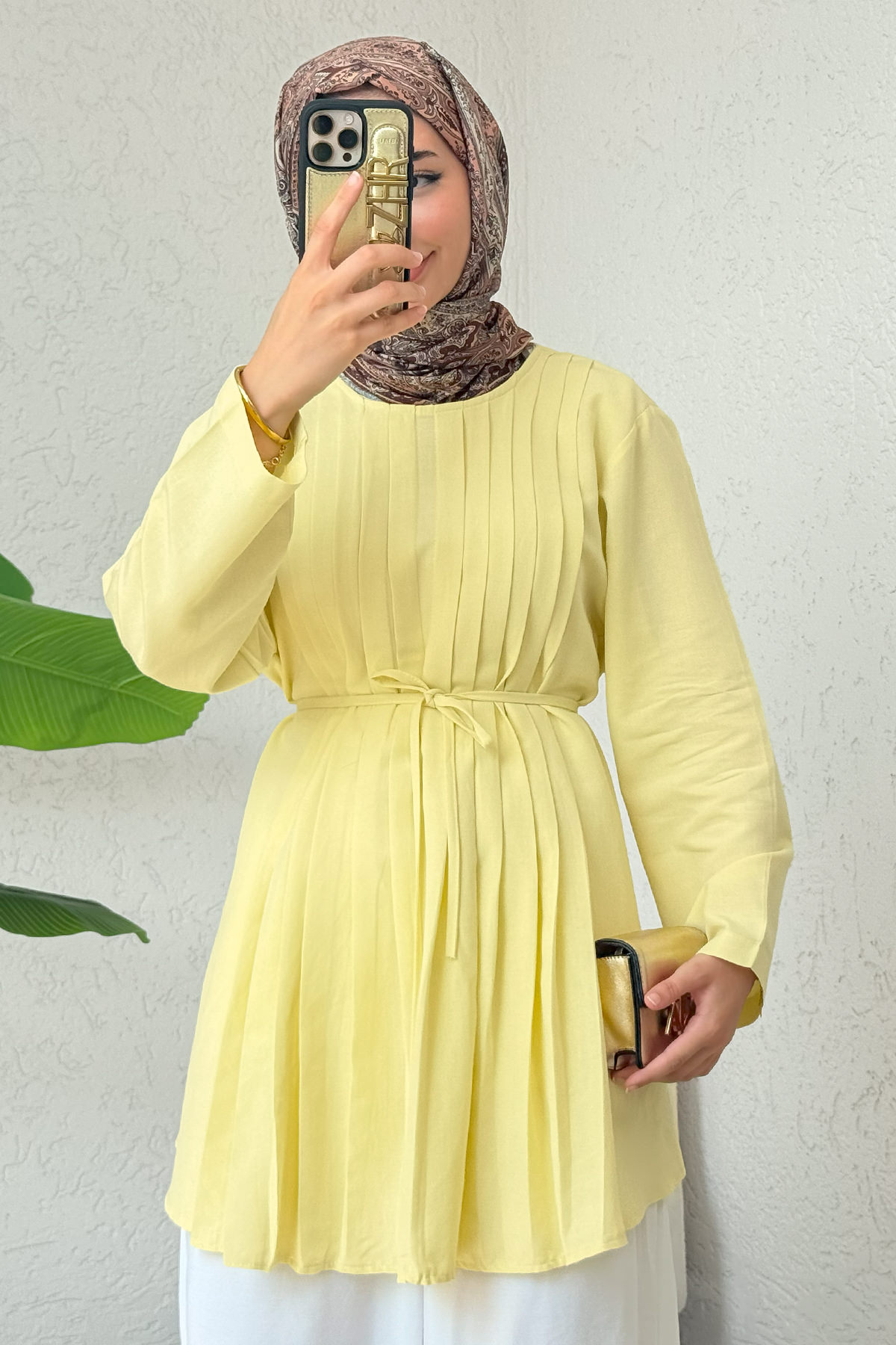 Nervür Detaylı Tunik 2380 - SARI |  