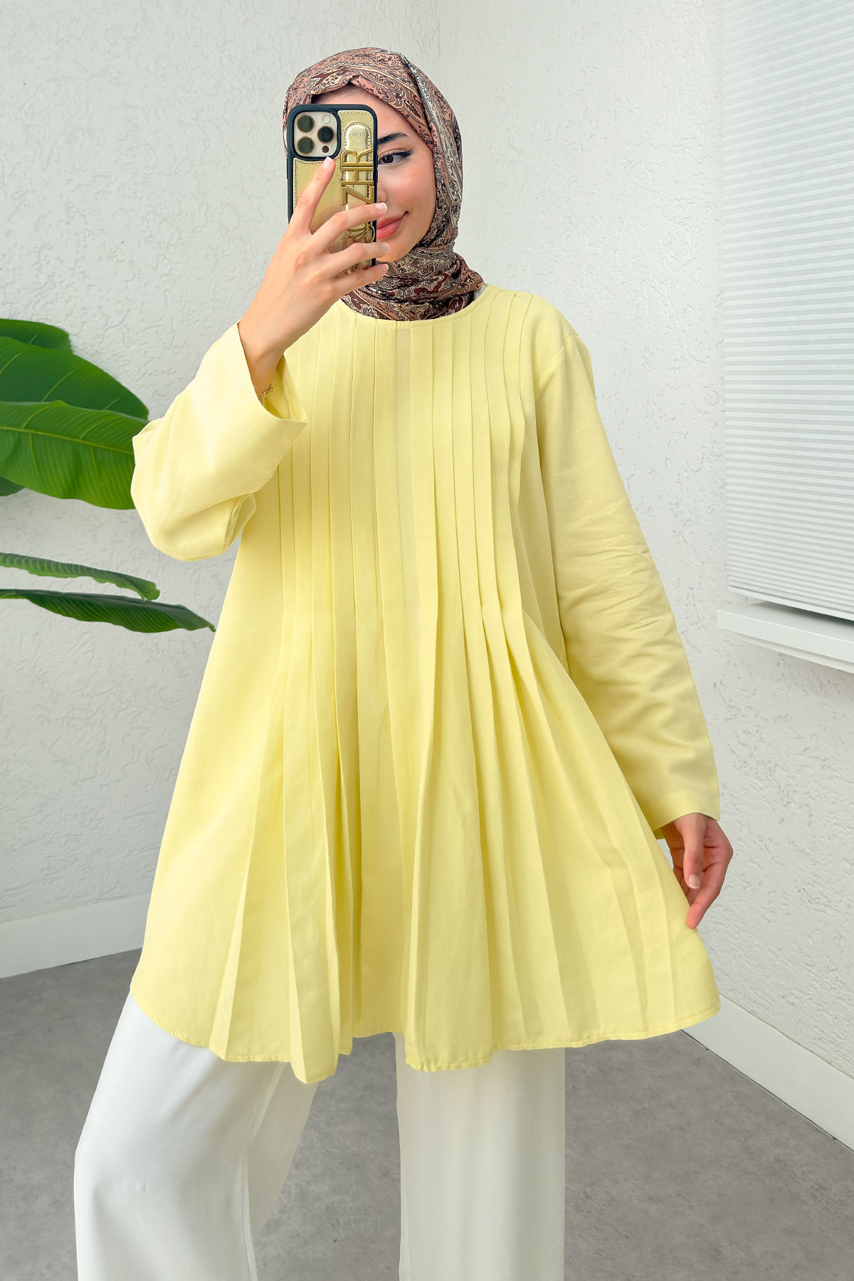 Nervür Detaylı Tunik 2380 - SARI |  