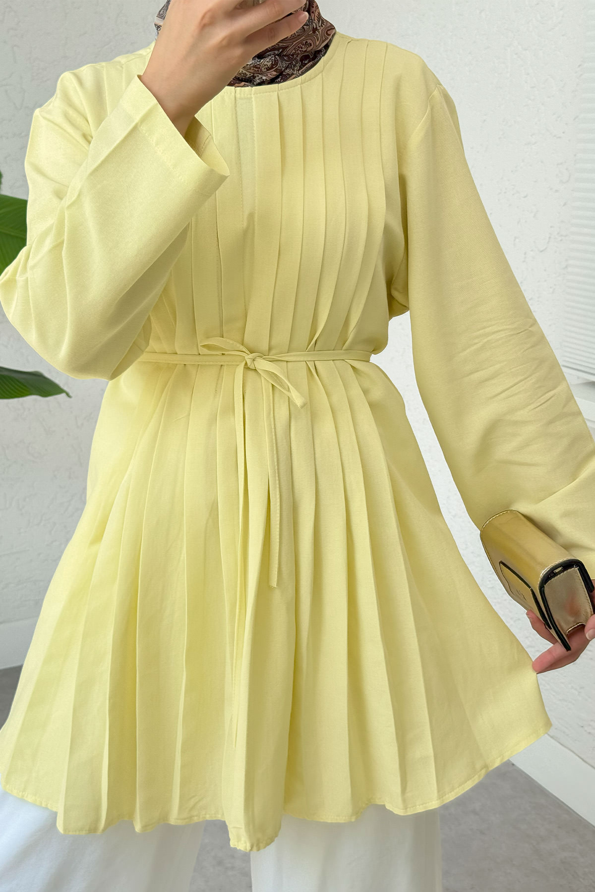 Nervür Detaylı Tunik 2380 - SARI |  