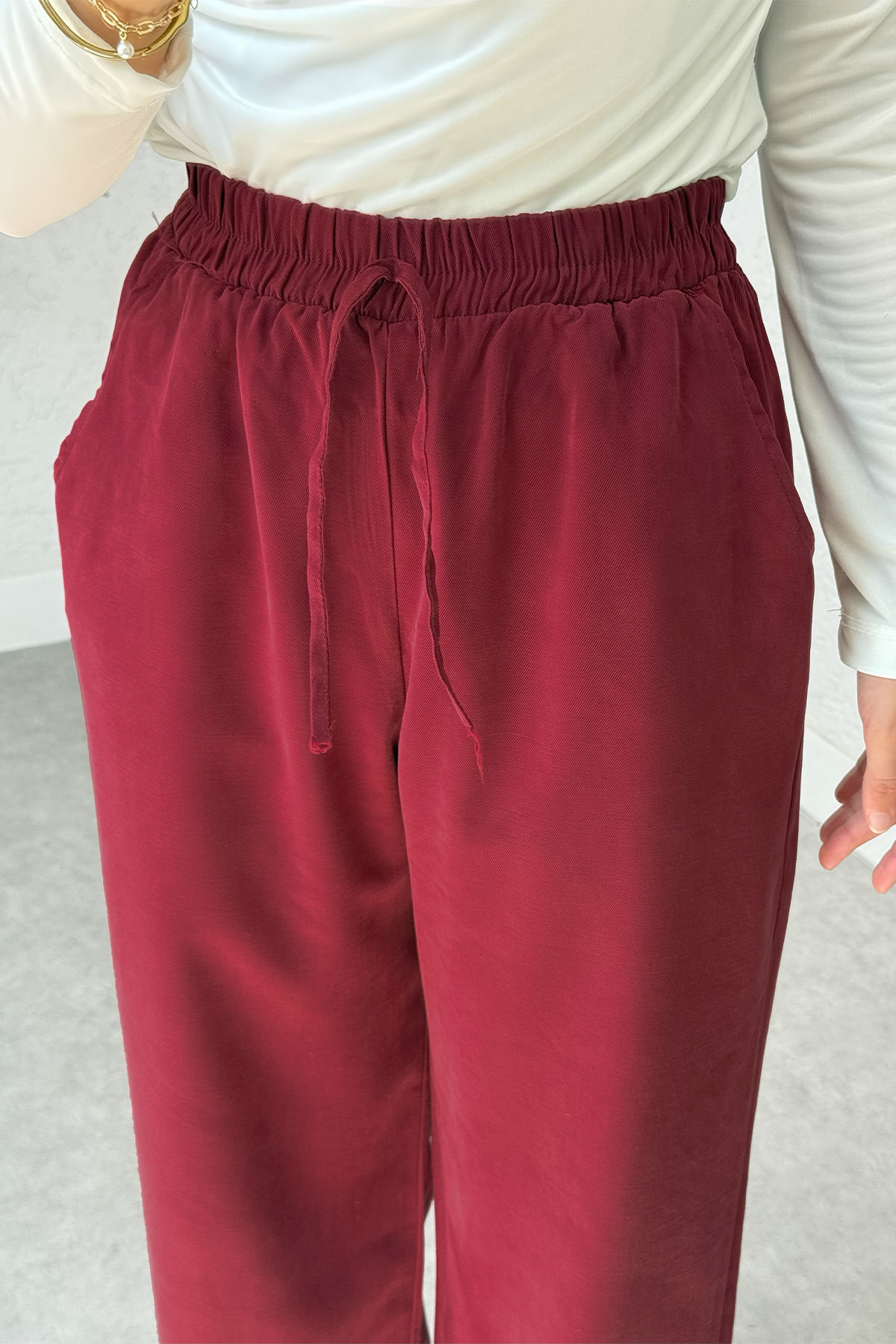 Bel Lastikli Salaş Pantolon 2382 - BORDO |  