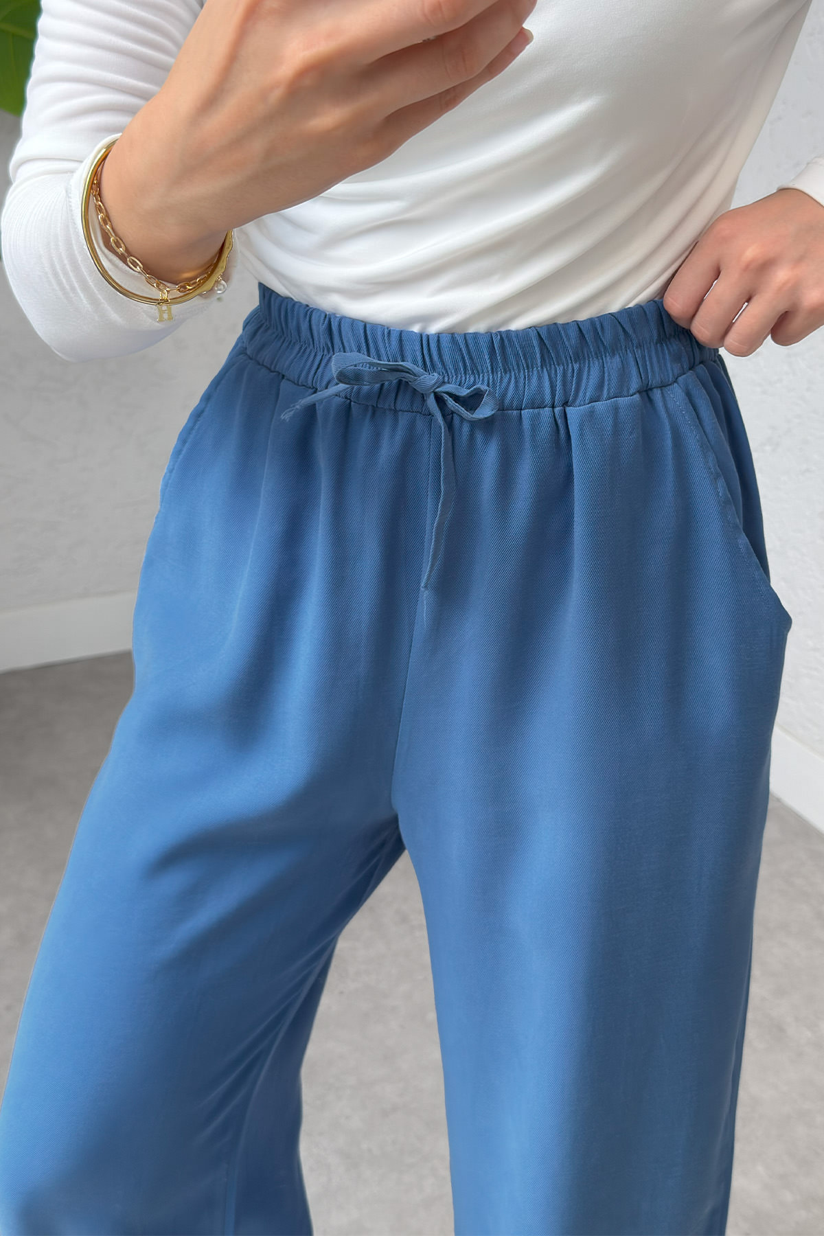 Bel Lastikli Salaş Pantolon 2382 - İNDİGO |  