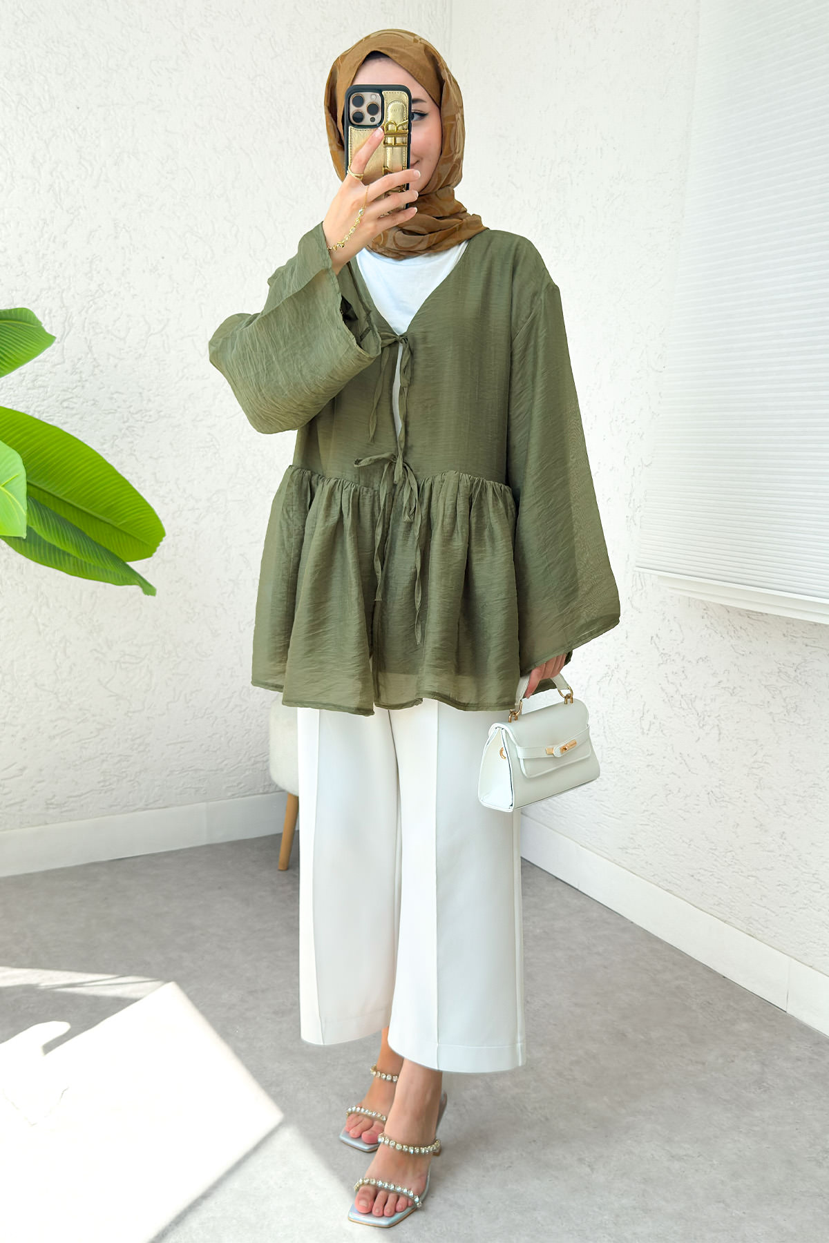 İp Bağcıklı Modal Kimono 2389 - HAKİ |  