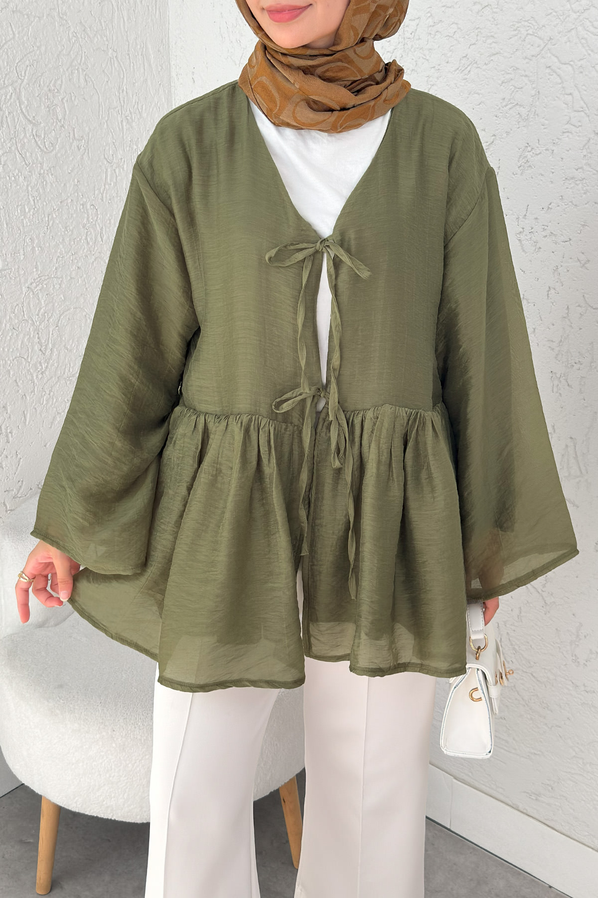 İp Bağcıklı Modal Kimono 2389 - HAKİ |  