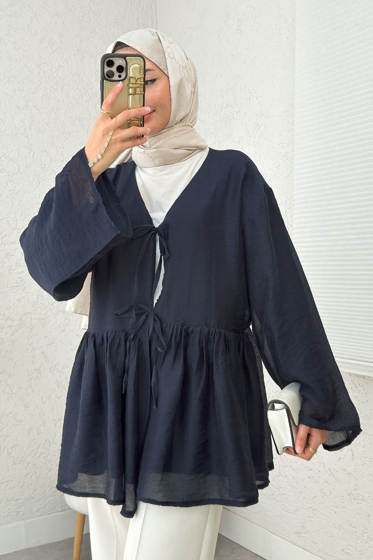 İp Bağcıklı Modal Kimono 2389 - LACİVERT |  