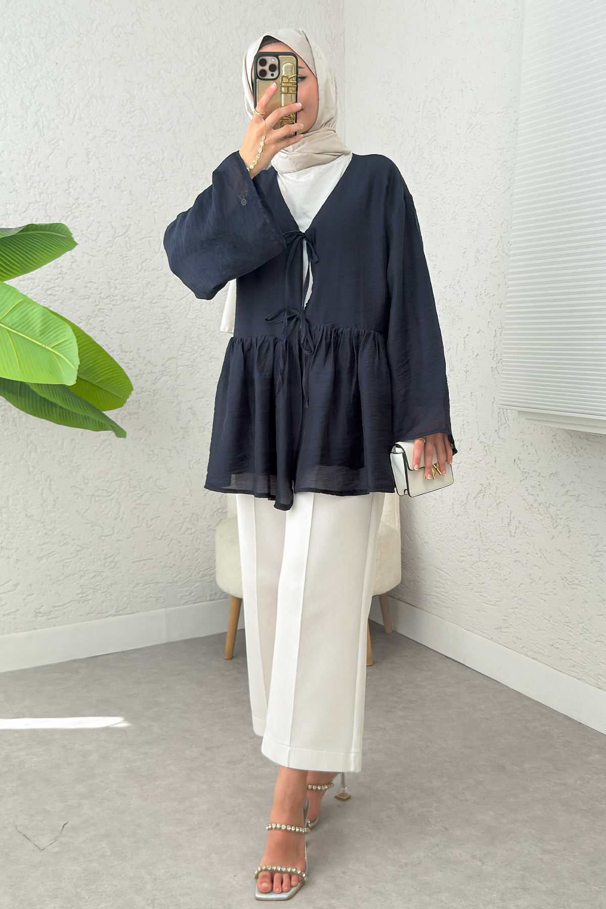 İp Bağcıklı Modal Kimono 2389 - LACİVERT |  