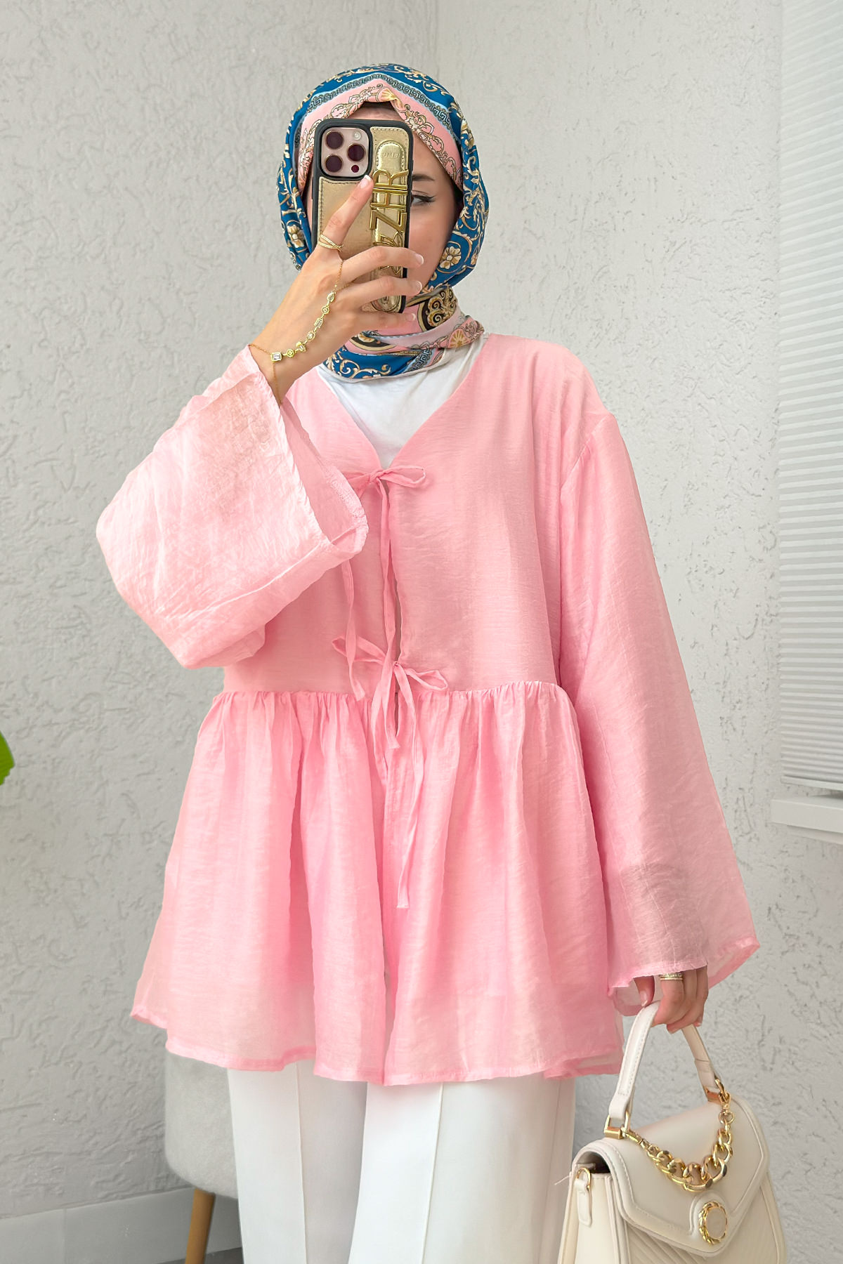 İp Bağcıklı Modal Kimono 2389 - PEMBE |  