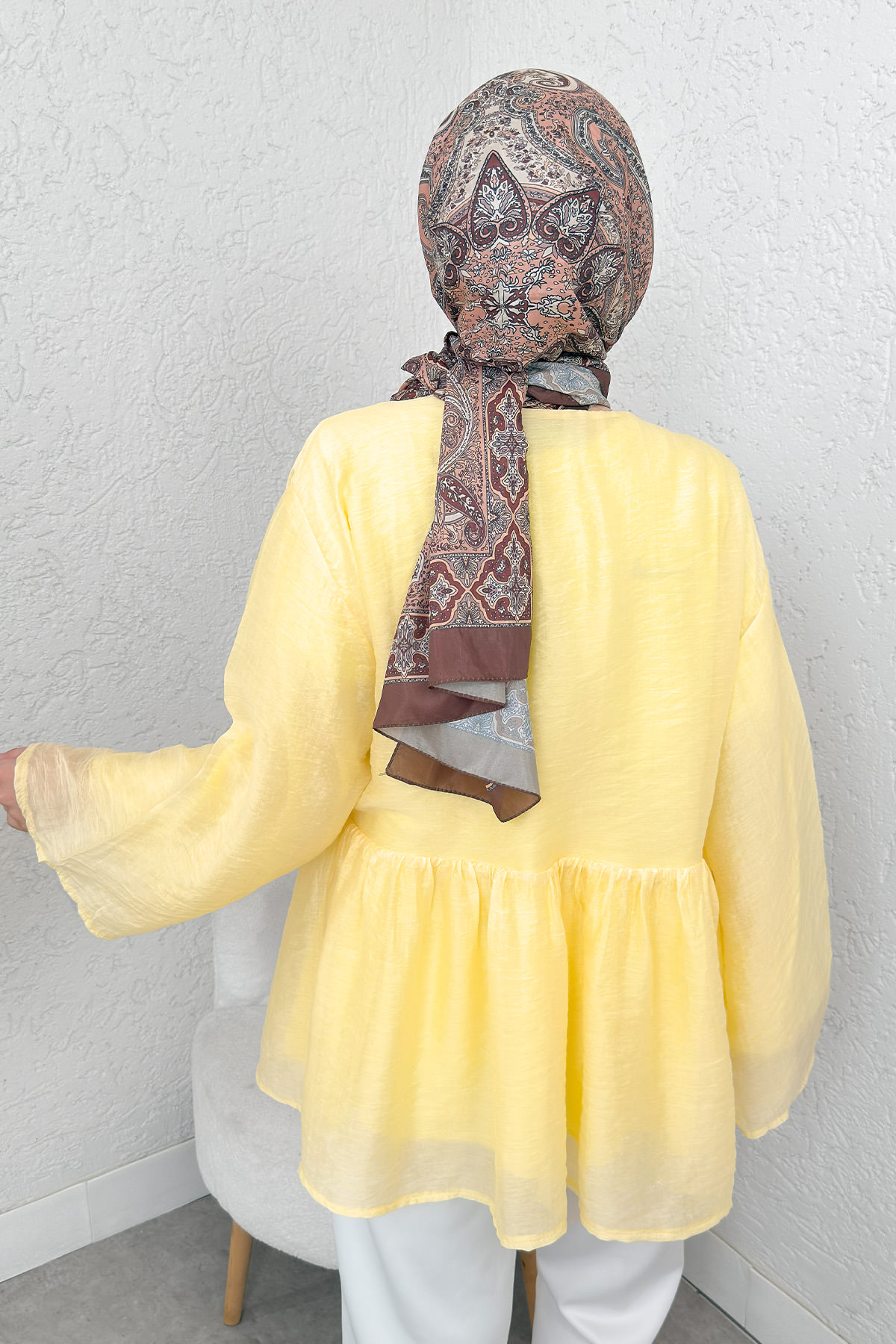 İp Bağcıklı Modal Kimono 2389 - SARI |  